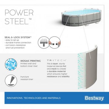 BESTWAY Framepool Power Steel™ Frame Pool Komplettset, oval, 427 x 250 x 100 cm