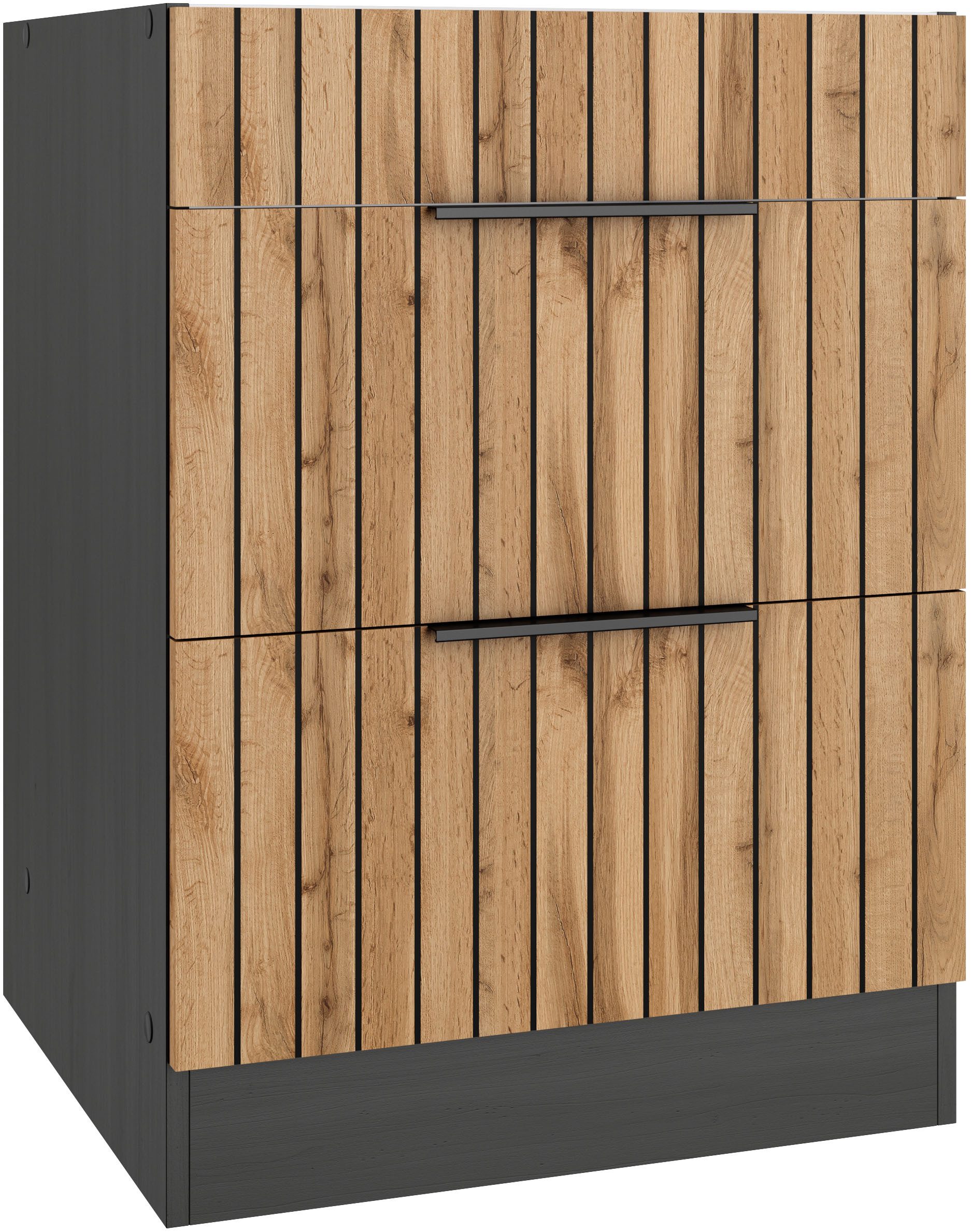 KOCHSTATION Kochfeldumbauschrank KS-Lagos Breite 60 cm, mit 2 Auszügen