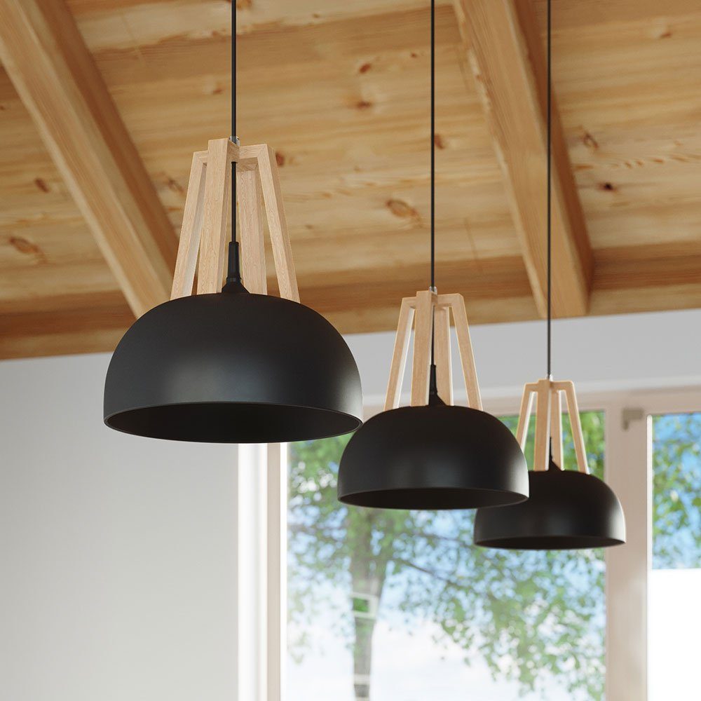 Pendelleuchte nicht Leuchtmittel schwarz inklusive, etc-shop Holz Wohnzimmerlampe Hängeleuchte natur Pendelleuchte,