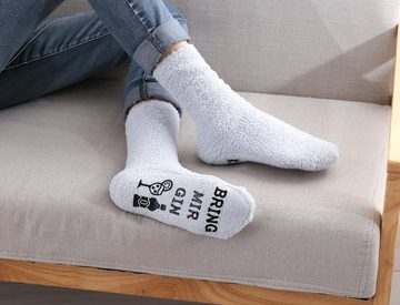 Lucadeau Kuschelsocken mit Spruch "Wenn du das lesen kannst, bring mir Gin" (Cupcake Verpackung, Gr. 36-43) rutschfest, Geschenke für Frauen, Geburtstagsgeschenk