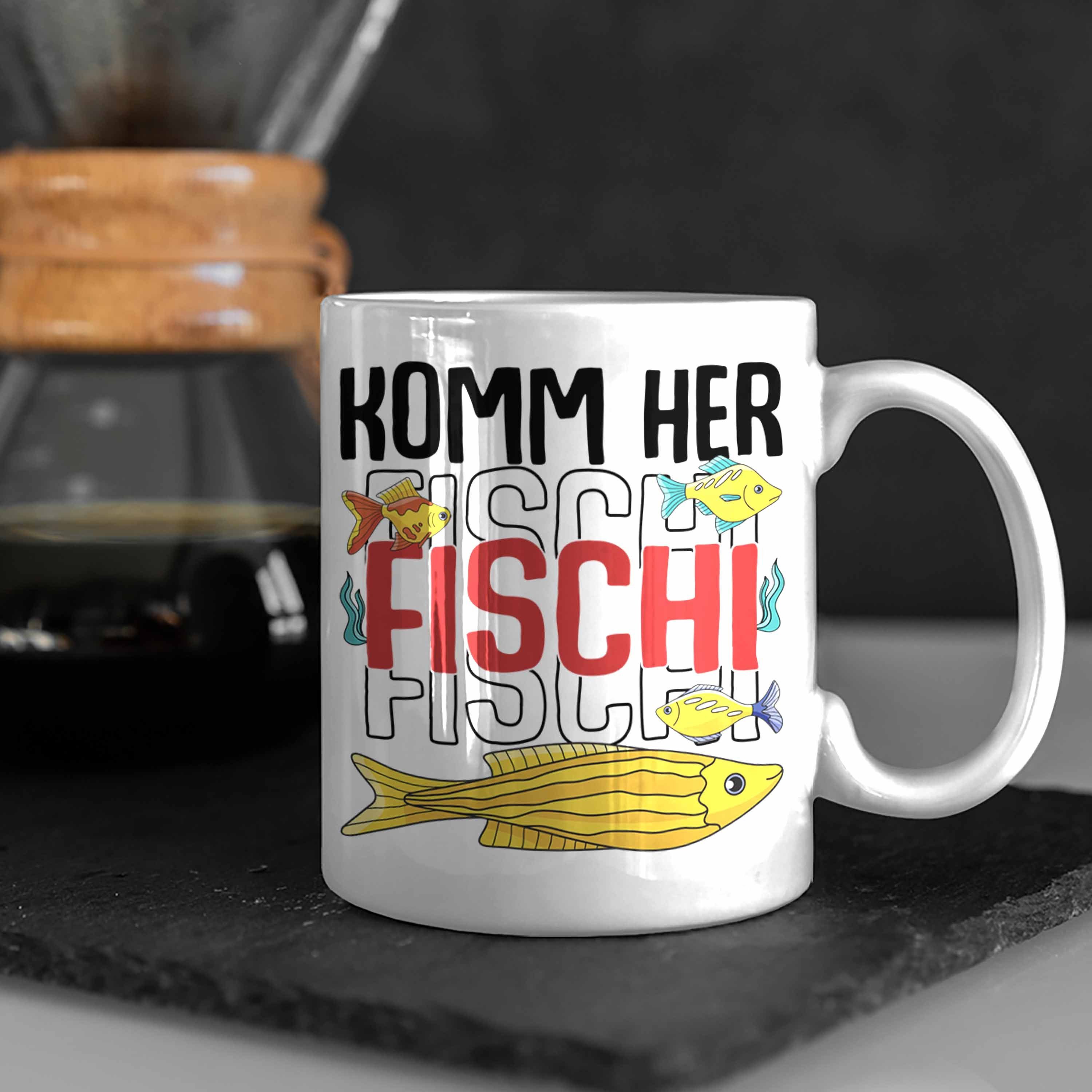 Fischi - Kaffeetasse Weiss Geboren Geschenk Herr Fischer Zubehör zum Angeln Tasse Angeln Angler Komm Tasse Trendation Trendation Hobbyangler