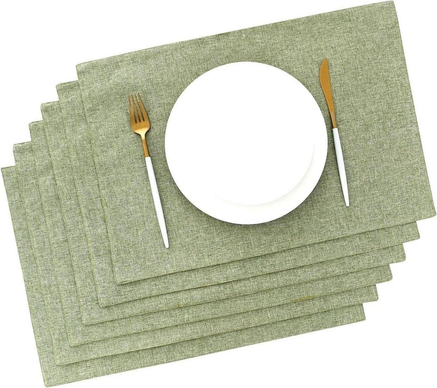 Küchenorganizer-Set Tischsets Stoff Abwaschbar 6er Set Grün Platzset Leinen Platzdeckchen
