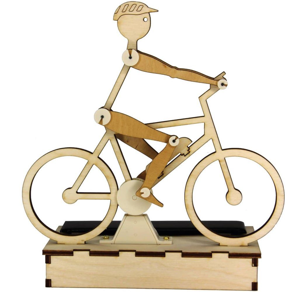 matches21 HOME & HOBBY Solar Bausatz Radfahrer Bastelset Kreativset selbstgestalten Holz Holzbaukasten