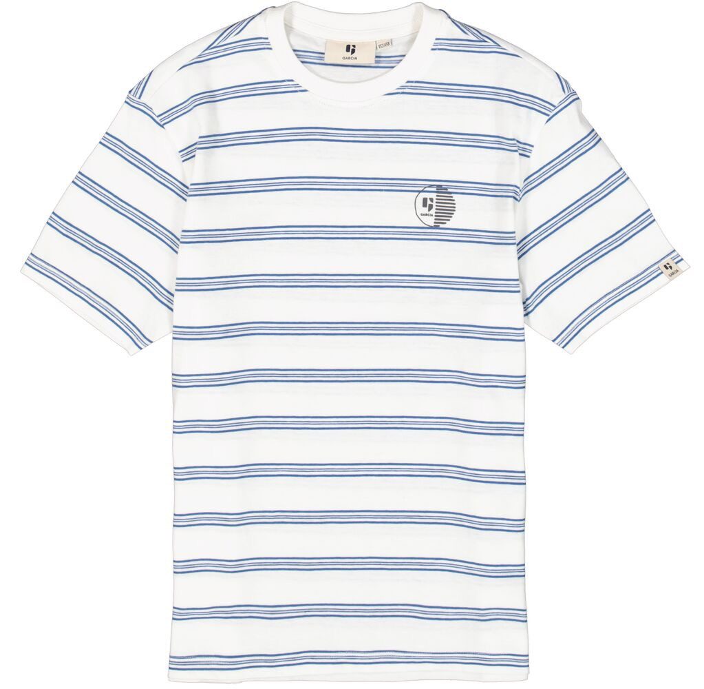 T-Shirt Gestreiftes T-Shirt– Weiß/Blau (D53405-53)