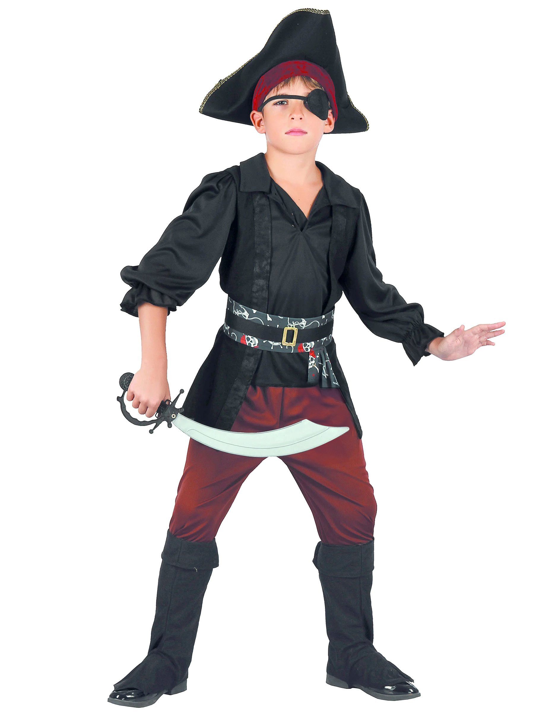 JADEO Piraten-Kostüm Piraten-Kostüm für Jungen schwarz-rot
