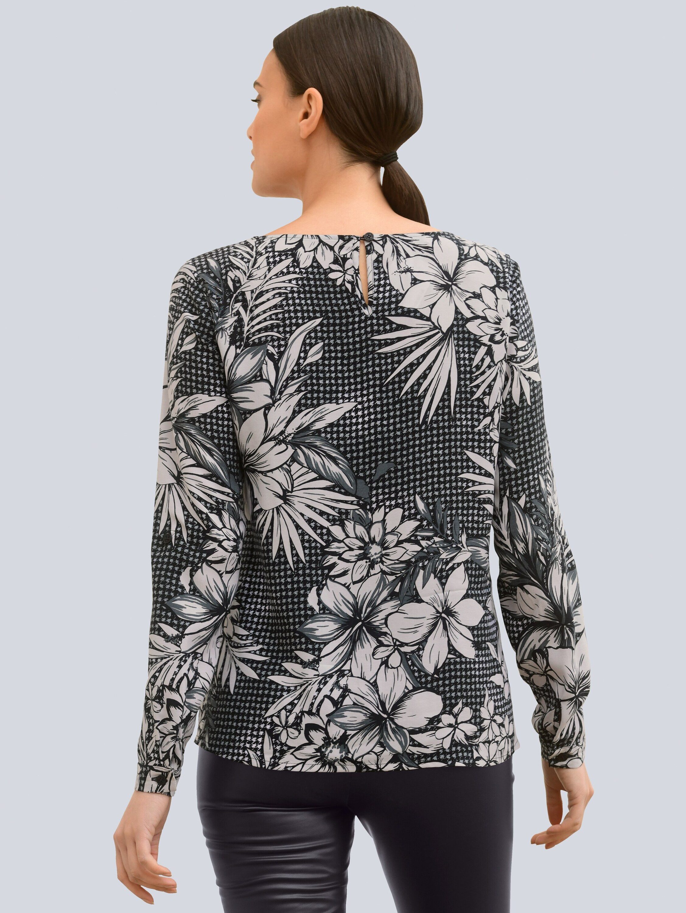 Alba Moda Schlupfbluse Bluse im Hahnentrittdessin