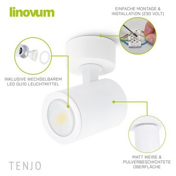 linovum LED Aufbaustrahler TENJO Deckenspot 1-flammig weiss schwenkbar & drehbar Smart GU10, Leuchtmittel inklusive