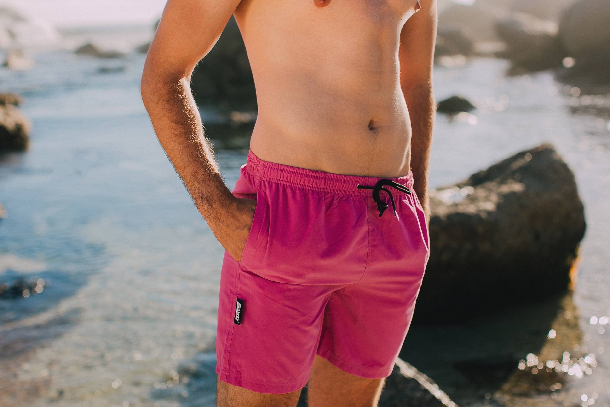 Badehose 5 Style Beachshorts Schwimmhose Herren Pink Schnelltrocknende Shorts Luvanni Hose Badehose Boardshorts Badeshorts Kordelzug Uni Männer