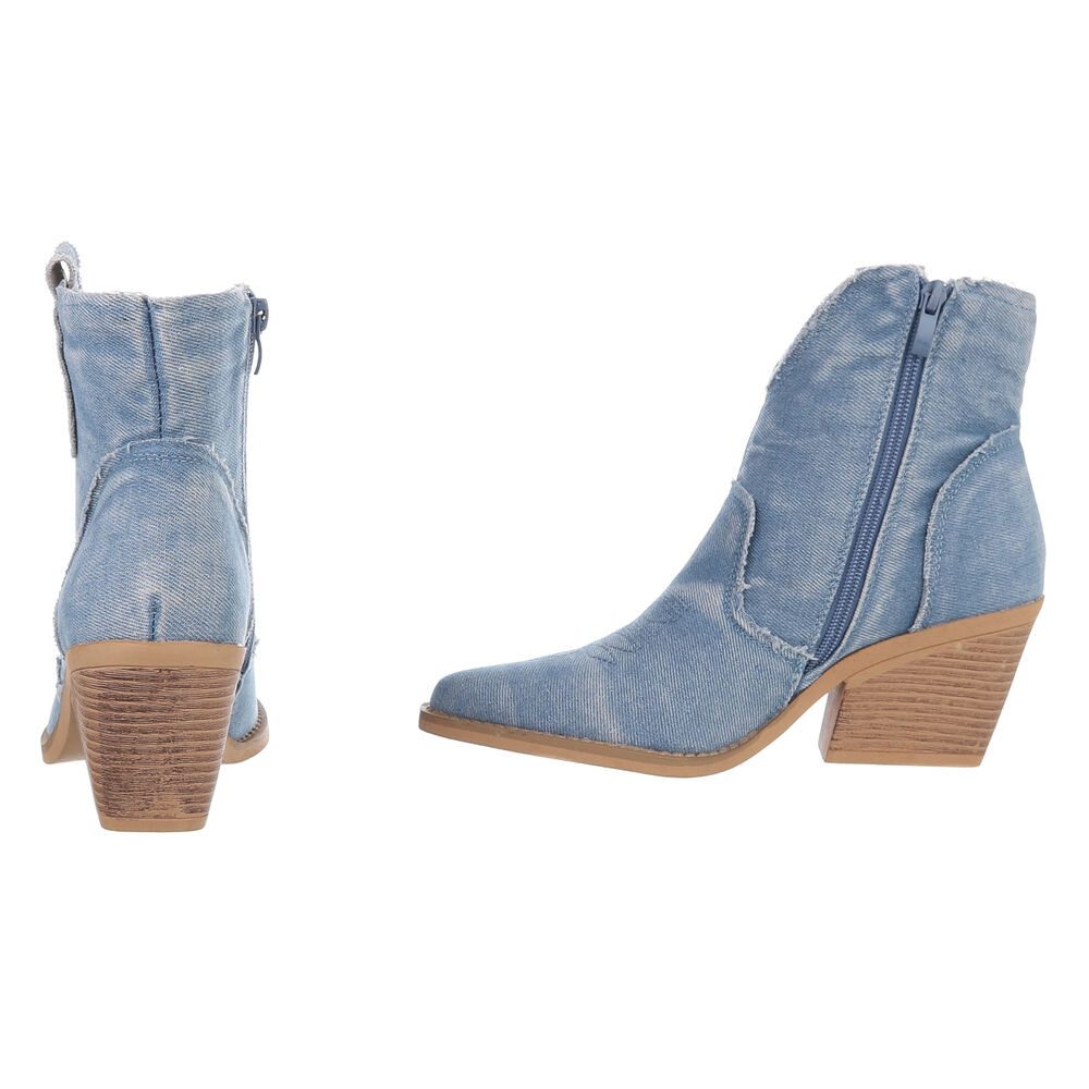 Ital-Design Damen Cowboyboots Western Westernstiefelette (88843799) Blockabsatz Stiefeletten in Hellblau