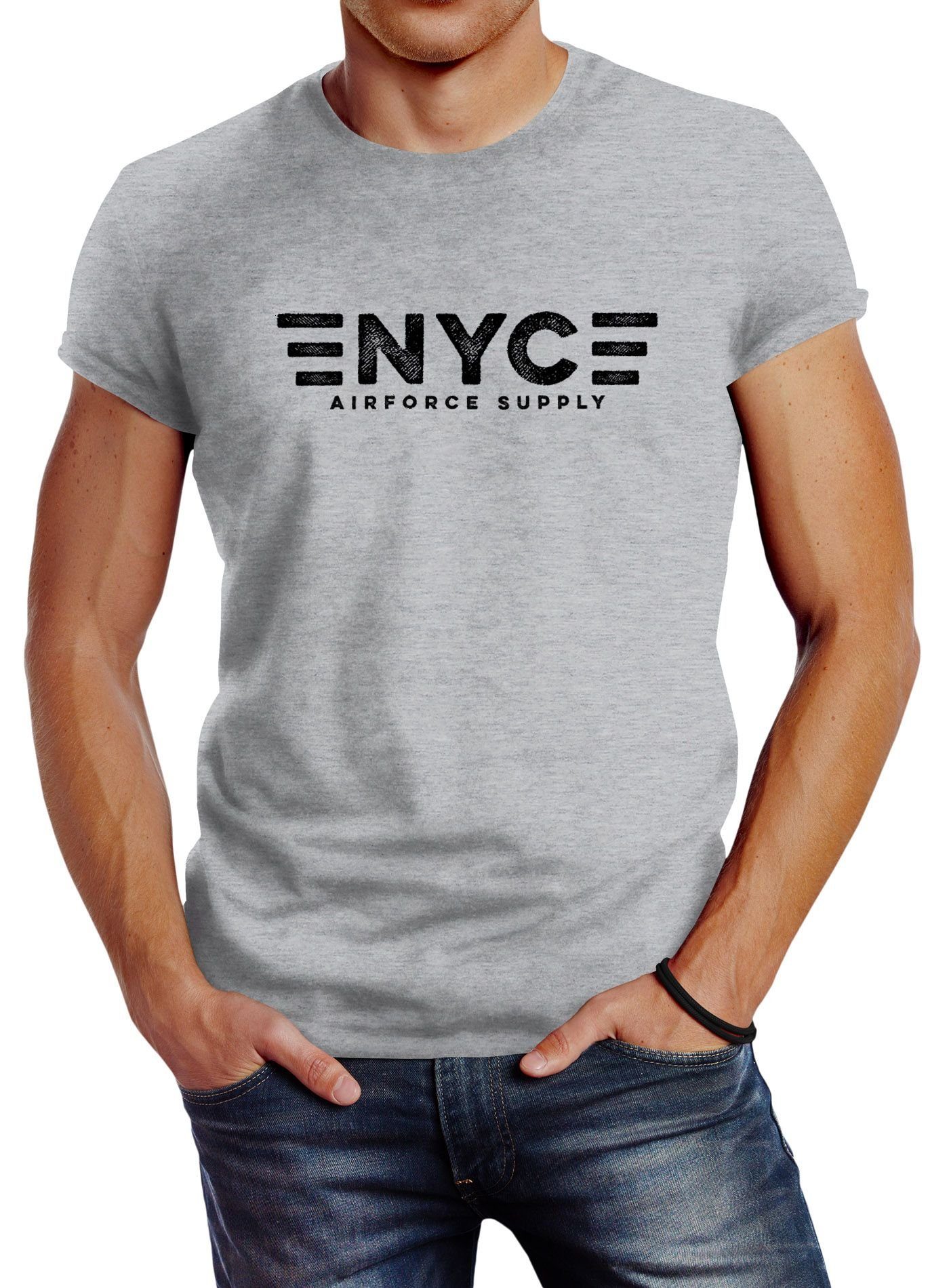 Neverless Print-Shirt Herren T-Shirt Aufdruck NYC günstig online kaufen