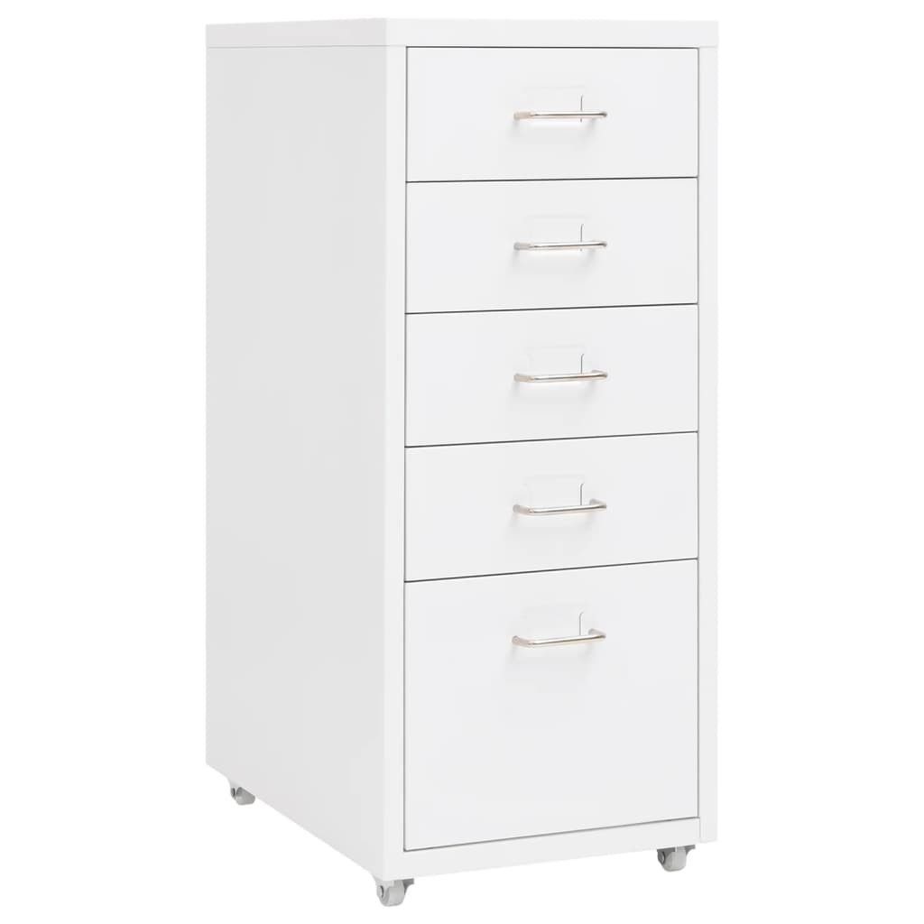 furnicato Aktenschrank Büroschrank Weiß 28 x 41 x 69 cm mit 5 Schubladen und Rollen (1-St)