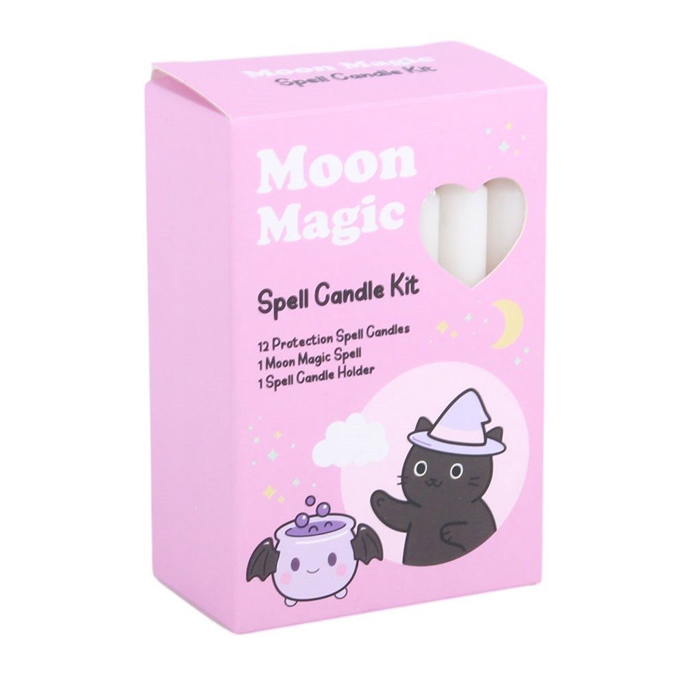 Something Different Standkerzenhalter Moon Magic Schutzkerzen Kawaii Kerzenset mit Triple Moon Halter rosa