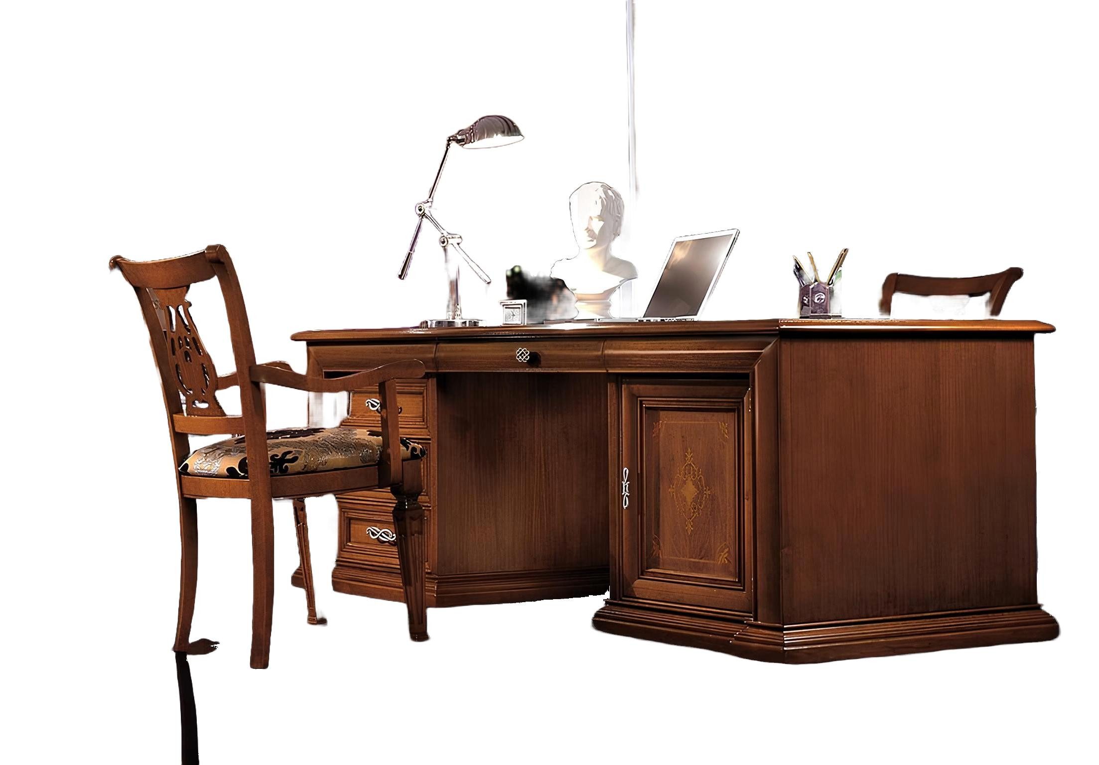 Xlmoebel Bürostuhl Massivholz Schreibtisch mit ergonomischem Stuhl für Arbeitszimmer, Hergestellt in Europa