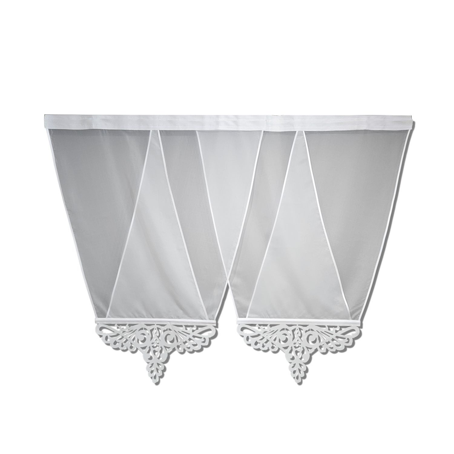 Gardinen by Justyna Scheibengardine 2er V Panel Voile Spitze (2 St), Kräuselband, transparent, Voile, Modern,Panelgardine,Paneele,Fertiggardine,Fensterdeko,Schiebengardine