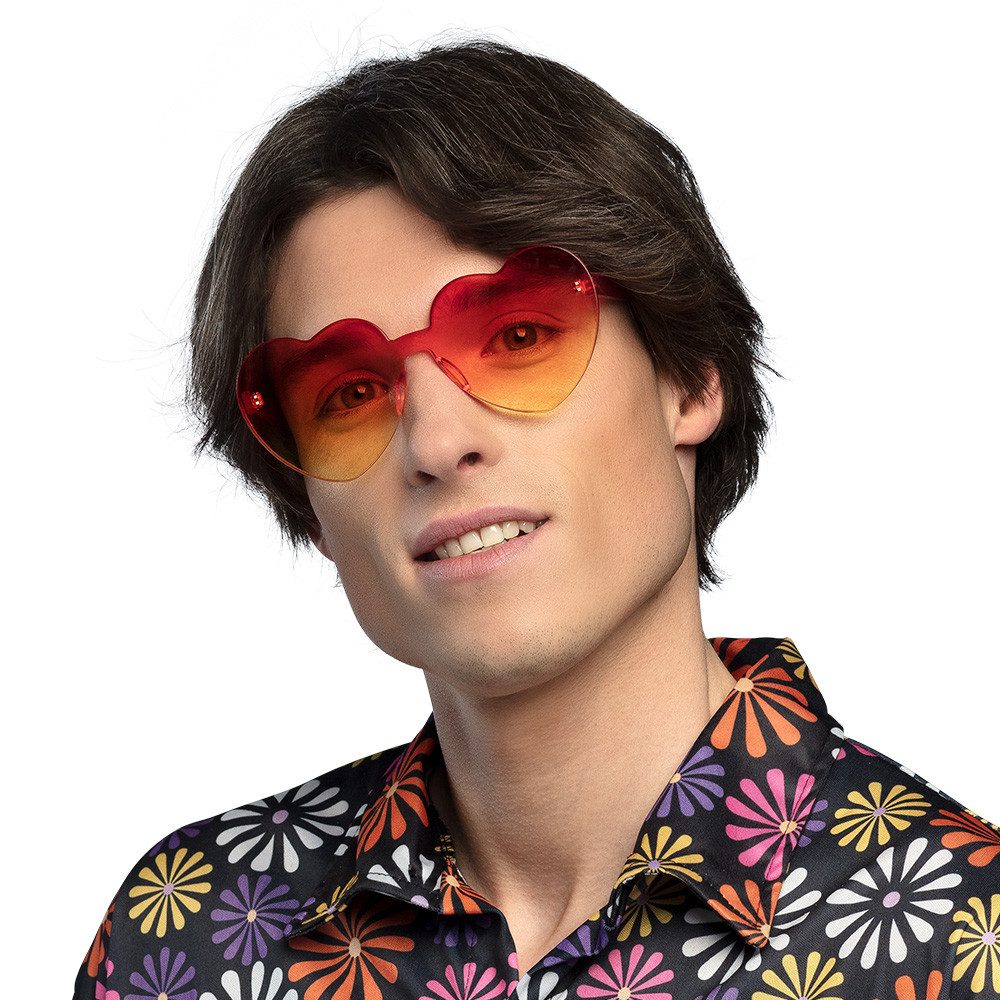 Boland Verkleidungsmaske Partybrille 'Festival Hearts' Herzbrille, Orange