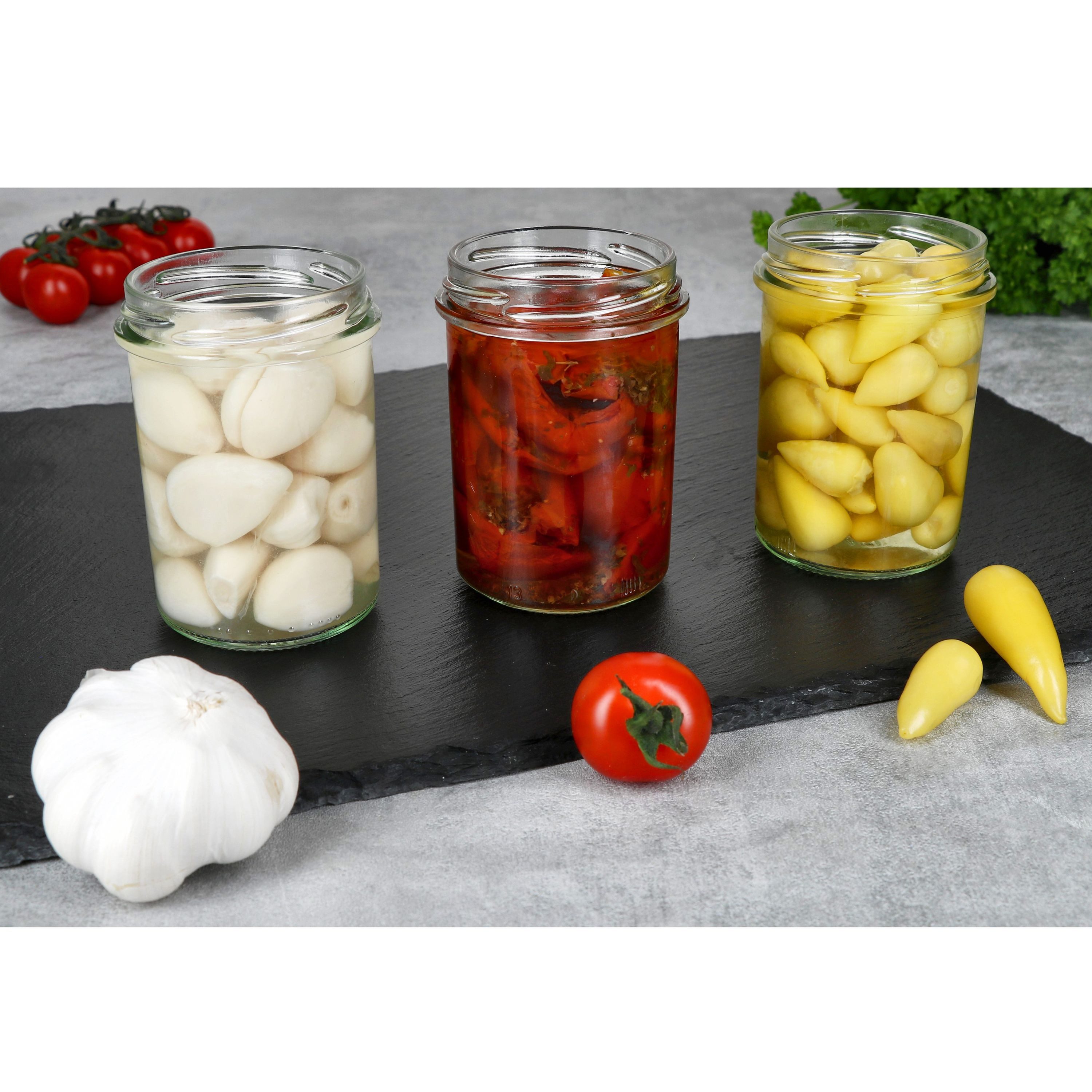 MamboCat Einmachglas 25er Set Sturzglas 230ml HOCH Einmachglas TO66 Comic-Obst Deckel, Glas – Bild 5 von 5