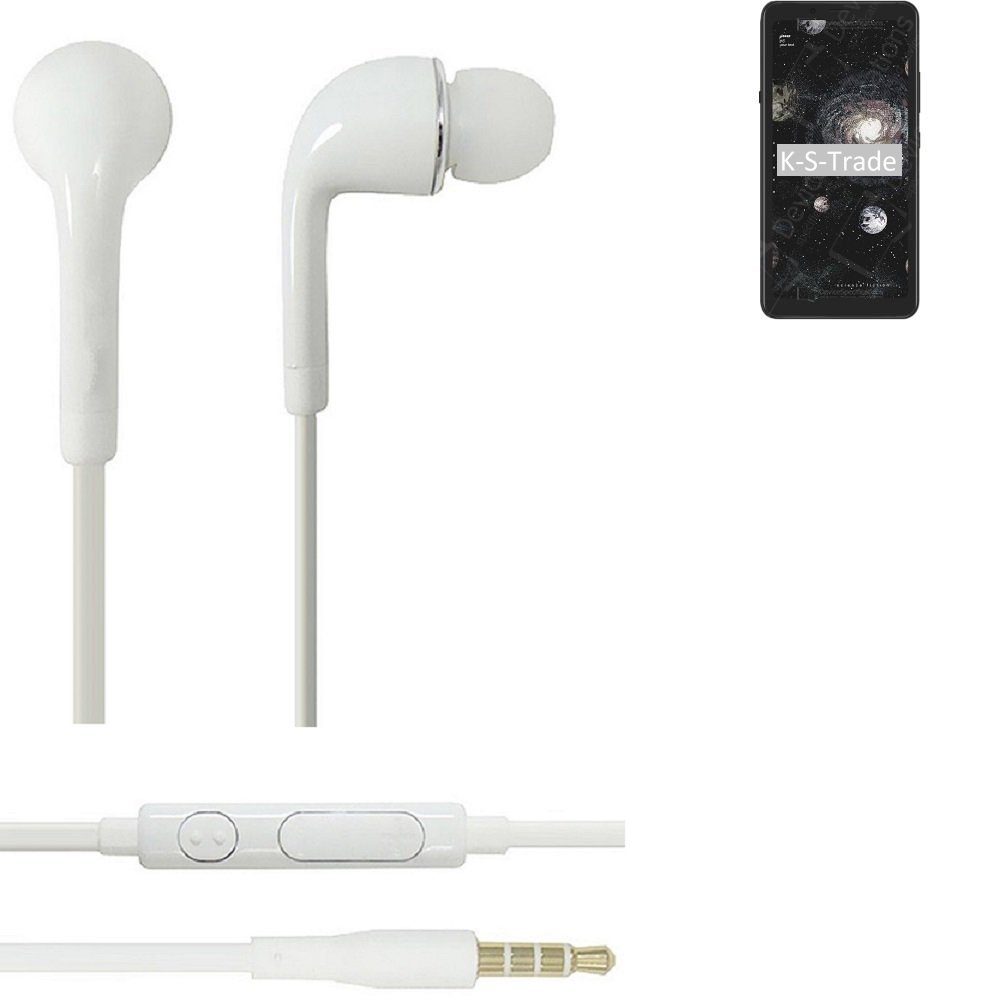 K-S-Trade für HiSense A5 Pro CC In-Ear-Kopfhörer (Kopfhörer Headset mit Mikrofon u Lautstärkeregler weiß 3,5mm)