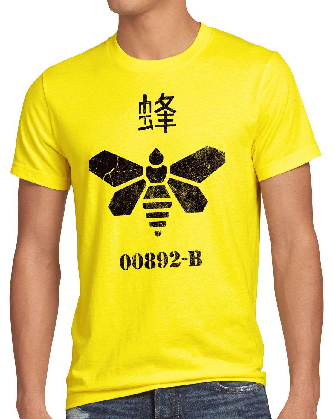 bad style3 T-Shirt breaking biene walter Moth Print-Shirt Golden heisenberg Chemical chemie gelb Herren