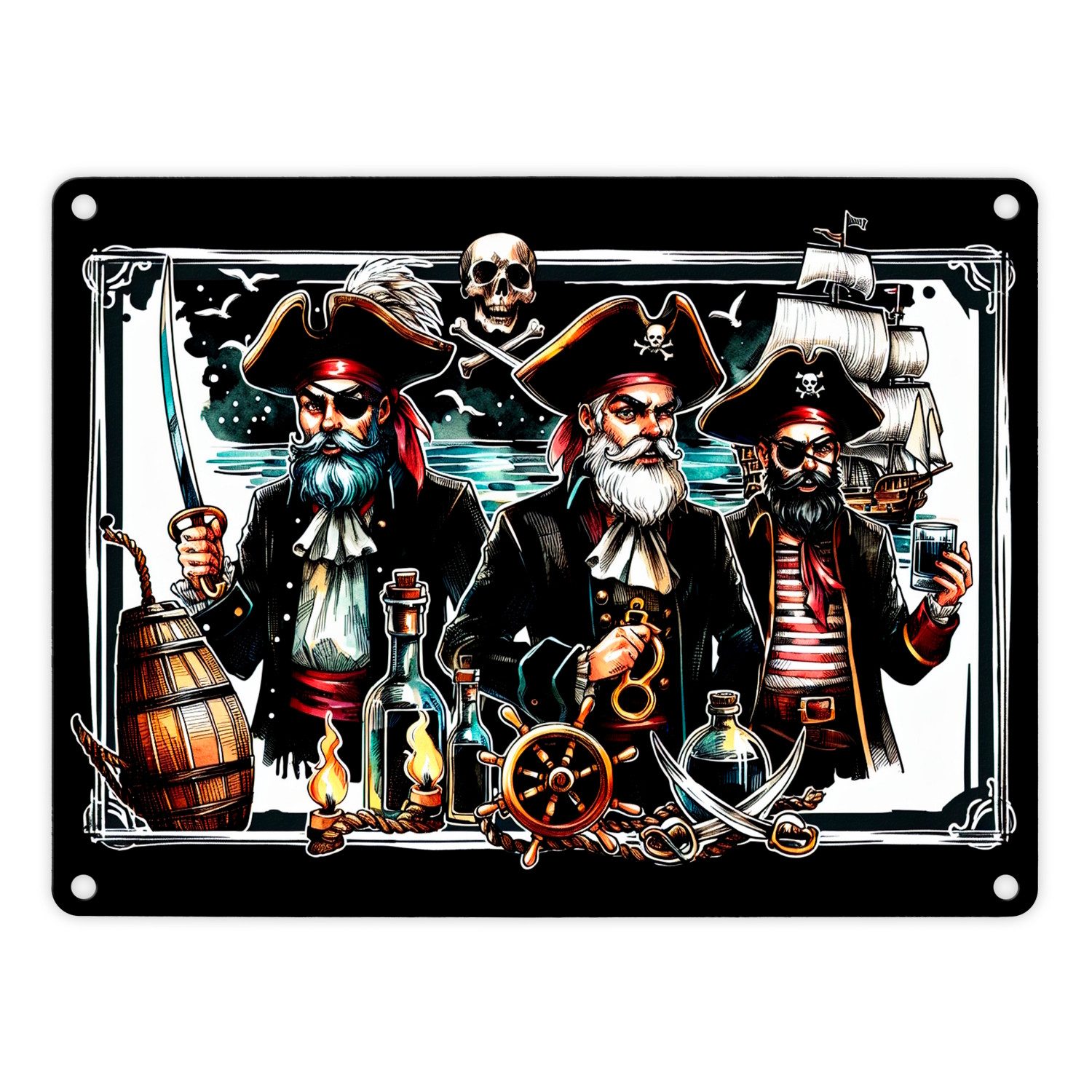 Metallschild Triumphierende Piraten Metallschild in 15x20 cm