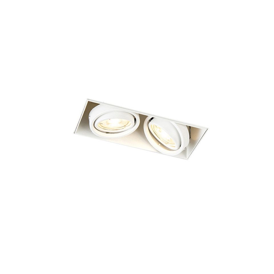 Qazqa LED Einbaustrahler Oneon trimless 50, Smarte Leuchte, LED wechselbar, Warmweiß, QAZQA Downlight, gu10, Weiß, Stahl, Modern