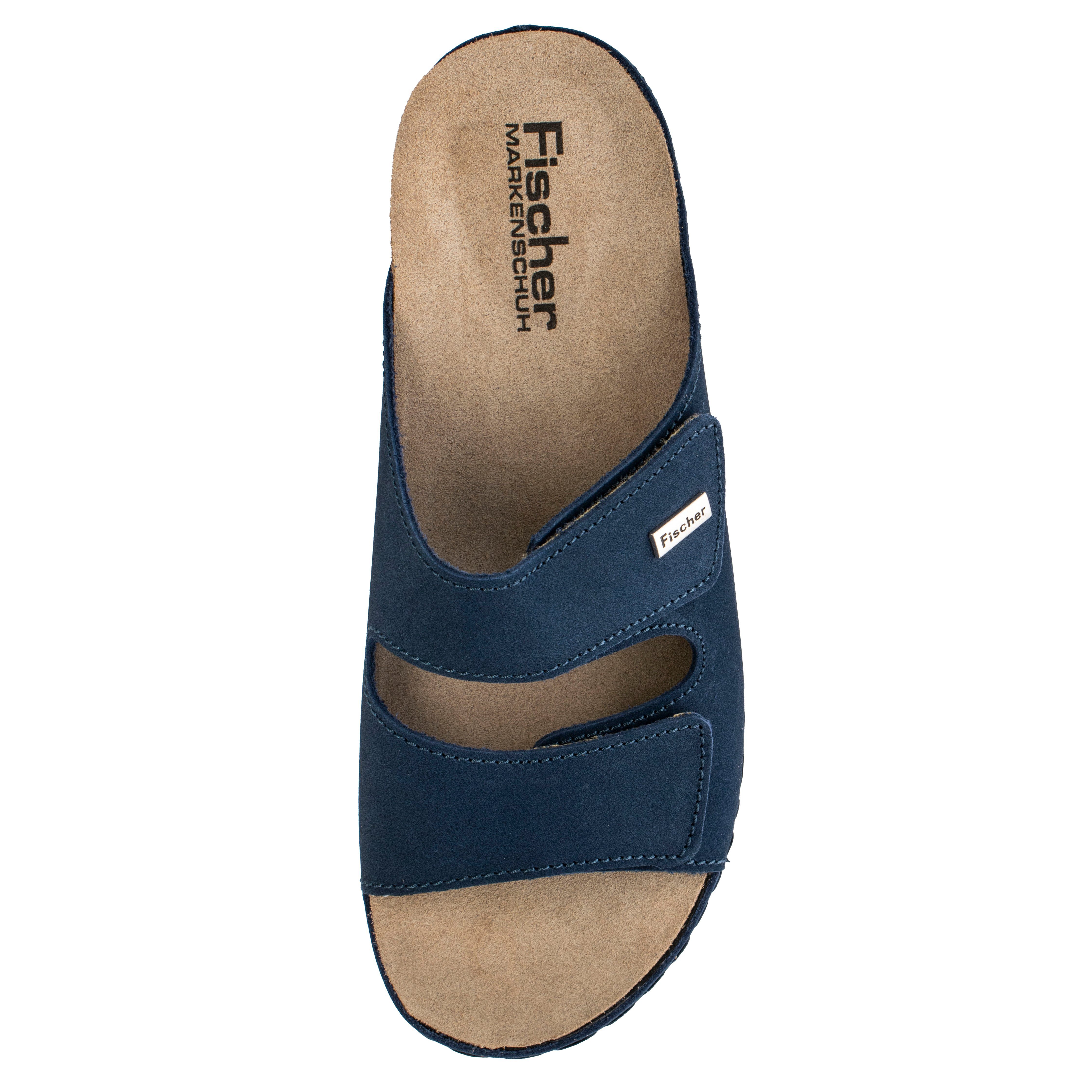 Fischer-Markenschuh Michaela Pantolette aus Nubukleder, herausnehmbare Einlegesohle aus Leder, Weite G