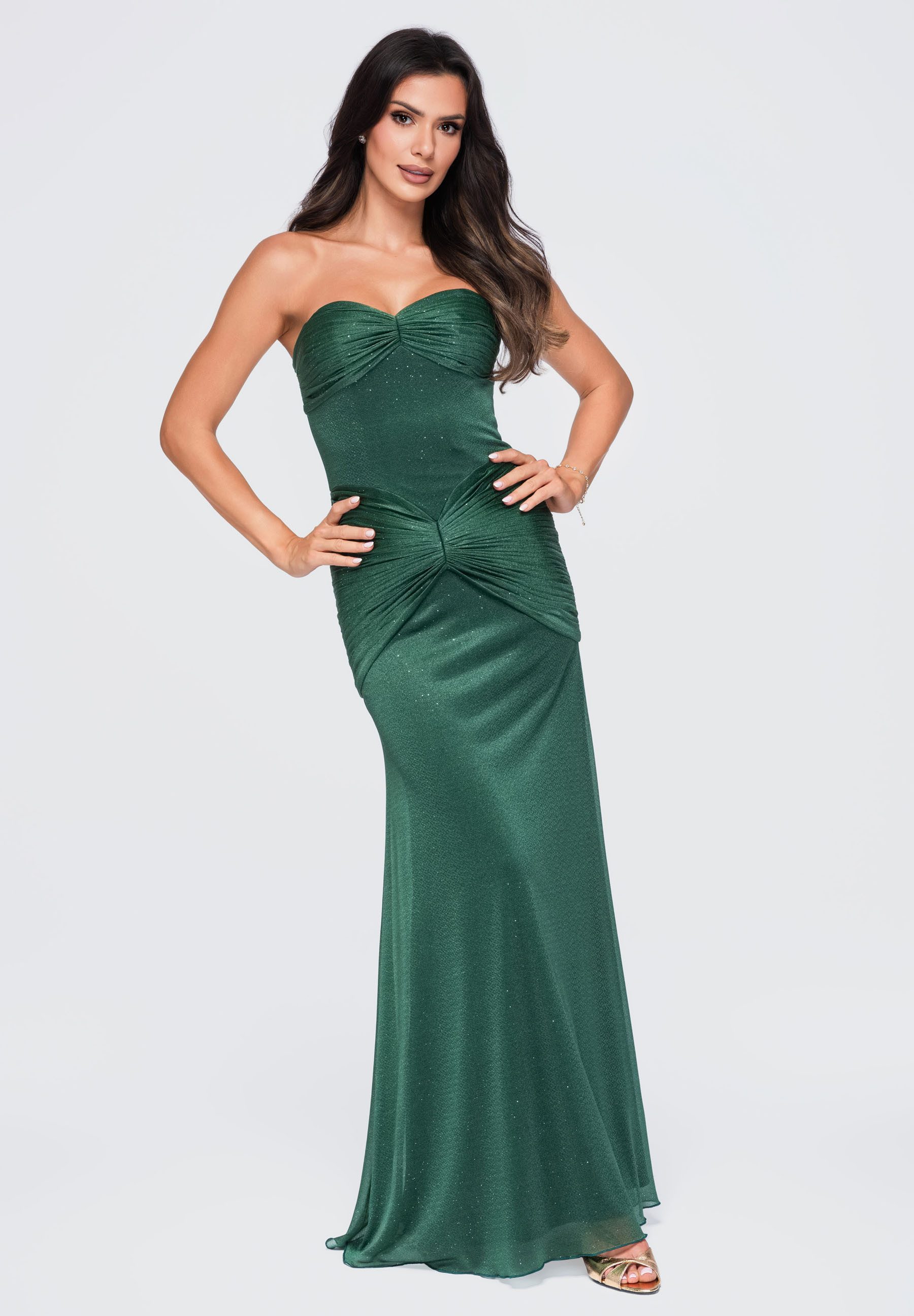 OMBRE Abendkleid Damen Abendkleid Maxi mit schmalem Oberteil Grün M (kein Set, 1-tlg)
