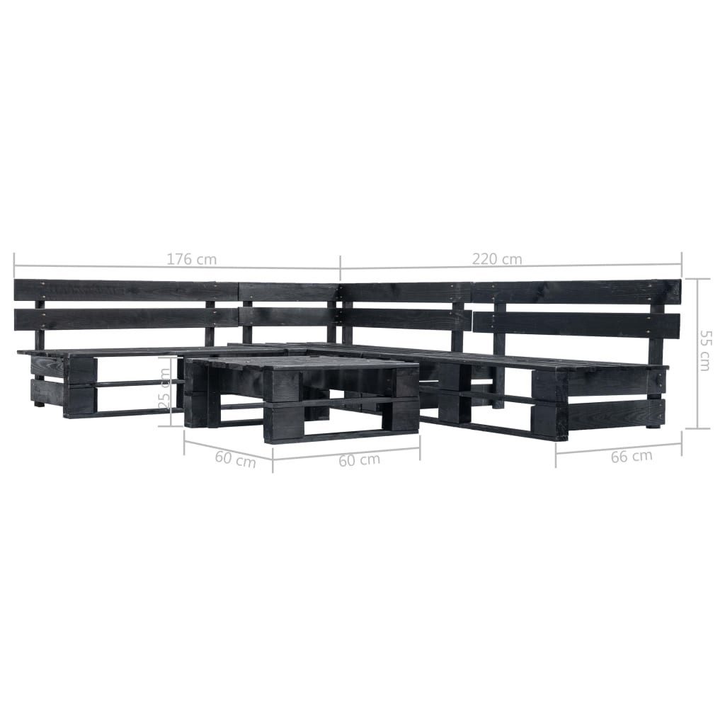 vidaXL Gartenlounge-Set, 4-tlg. Lounge Set aus Paletten Schwarz Holz