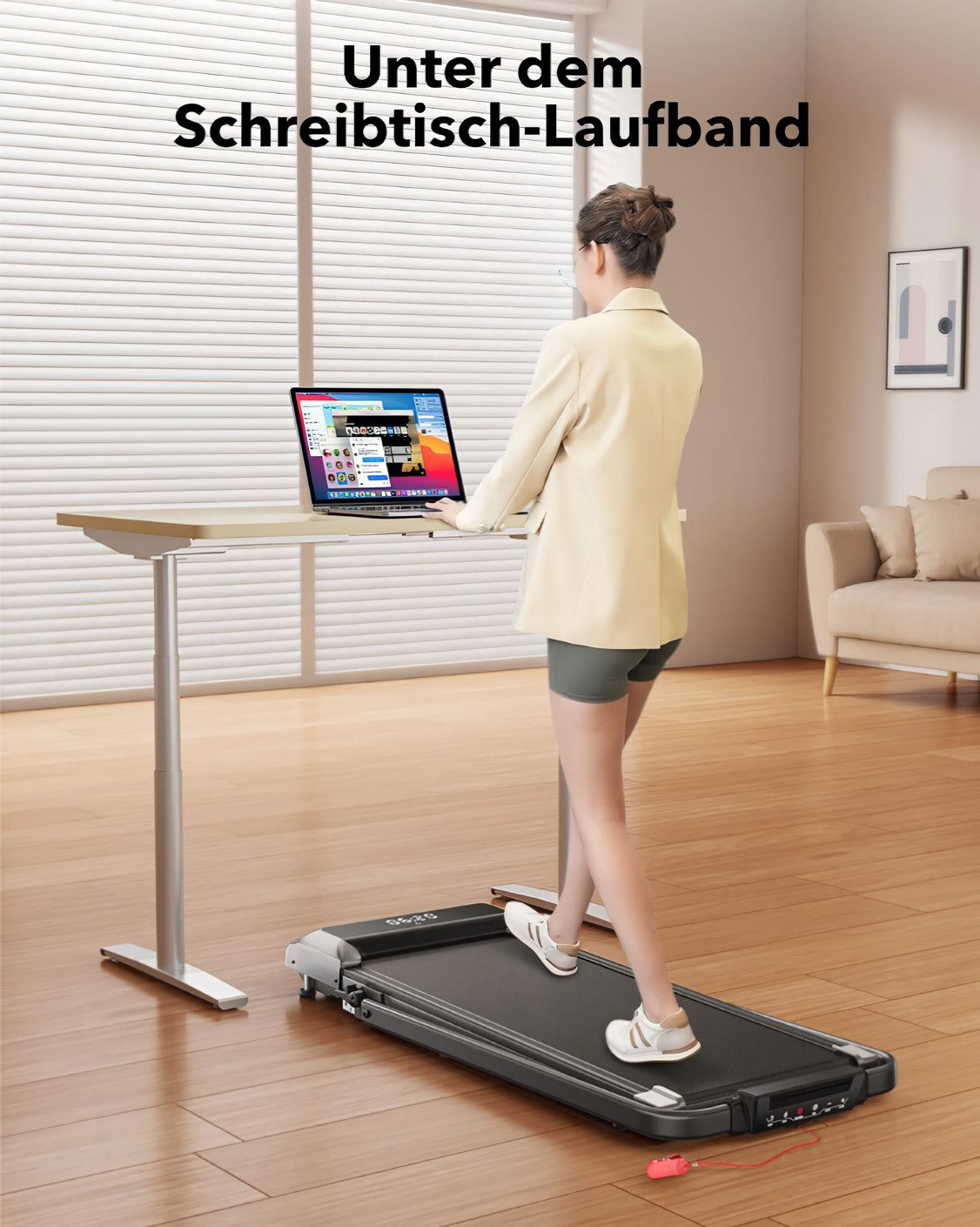 Laresar Laufband 7% Neigung, LED-Display, Fernbedienung mit Pause, App-kompatibel,Intelligente Vernetzung,Platzsparendes Design