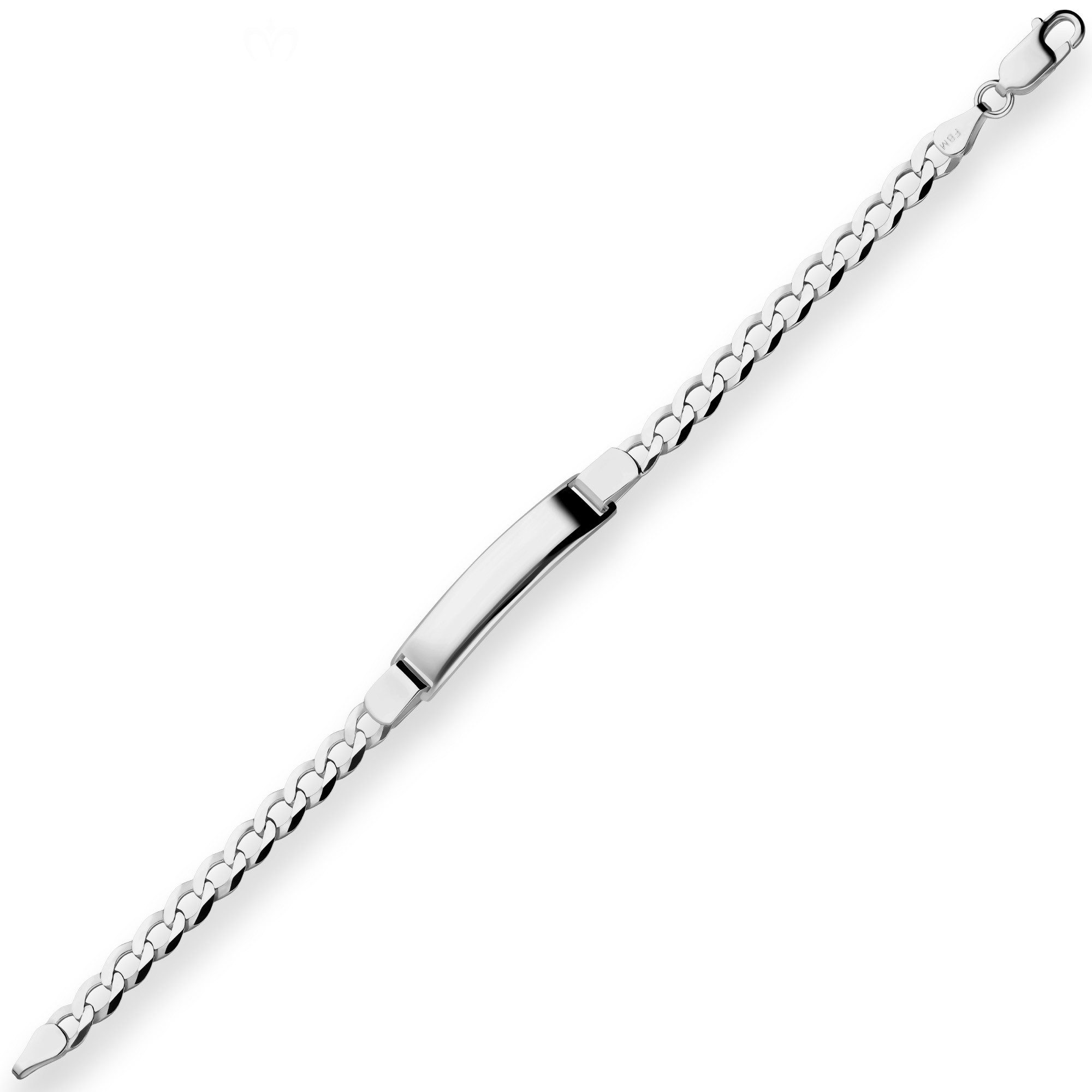 Schmuck Krone Panzerarmband 6mm Id-Armband Panzerkette Schildband aus 925 Silber rhodiniert, Silber 925