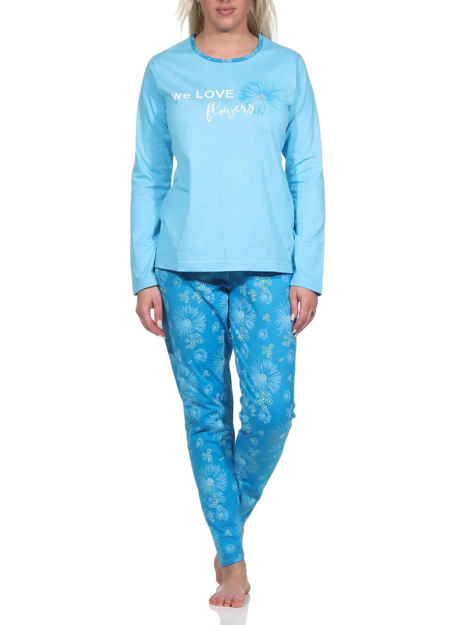 Pyjama Verspielter Damen Pyjama lang, Schlafanzug mit floralem Muster
