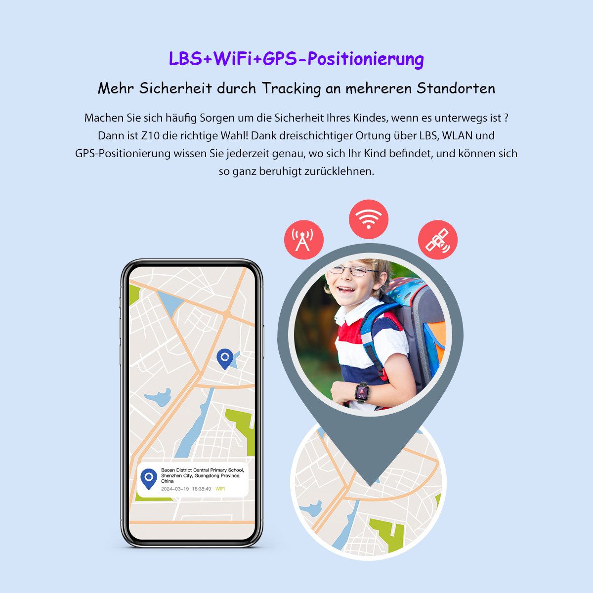 blackview Z10 Kinderuhr mit GPS und 4G, Installierbare APP Smartwatch (1,83 Zoll), 1,83", 8GB, GPS+LES+WiFi, 4G-LTE, IP67, SOS, Bluetooth