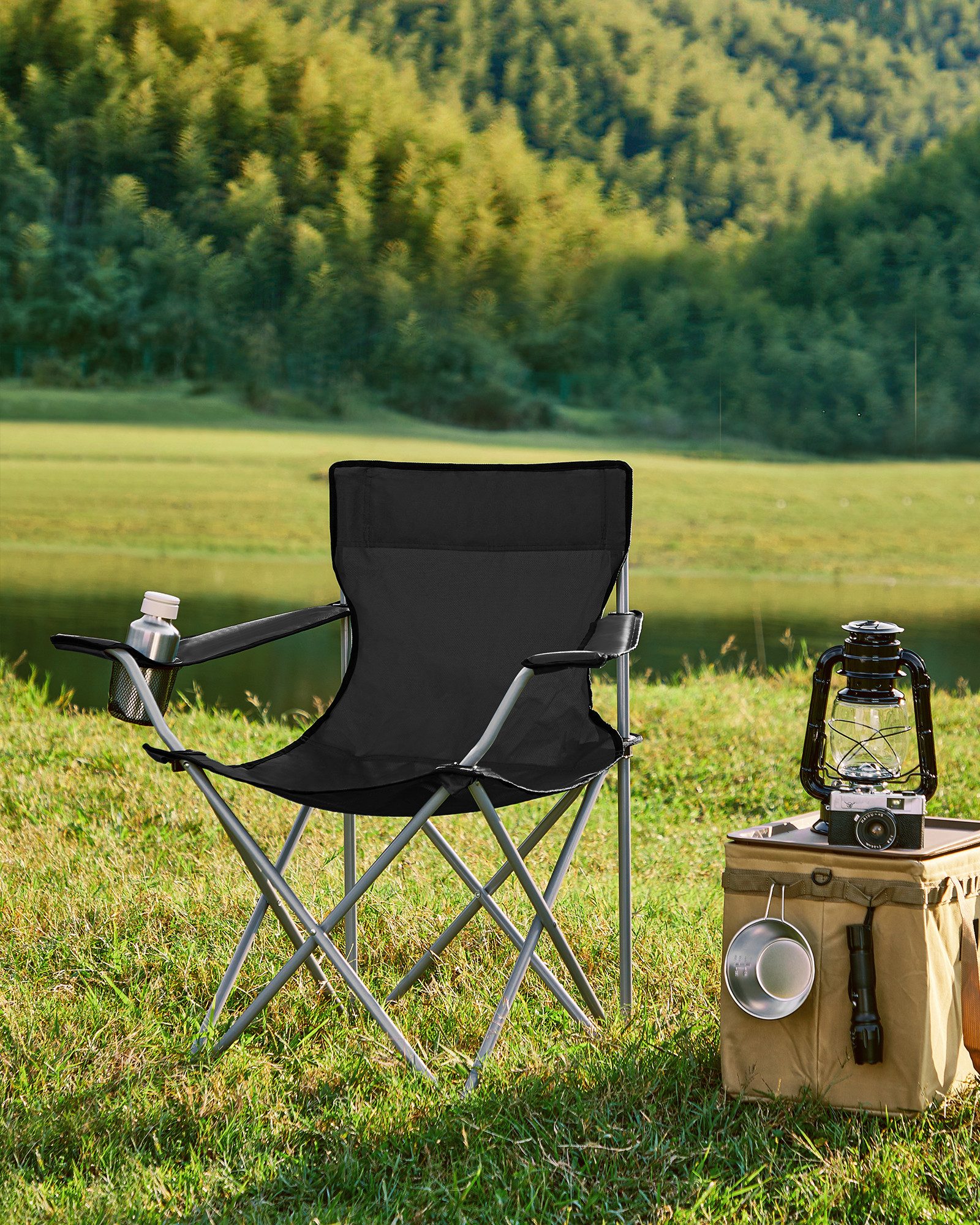 SONGMICS Campingstuhl, Klappstühle, 2er Set, bis 120 kg belastbar, Armlehne günstig online kaufen