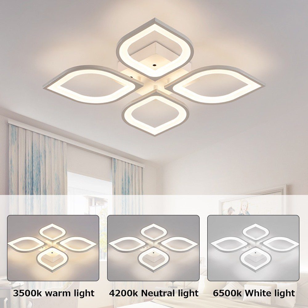 fest integriert, LED Schlafzimmer, Deckenlampe Köpfe stufenlos Fernbedienung LED dimmbar LED mit Daskoo Warmweiß/Neutralweiß/Kaltweiß, Dimmbar 4/8 Deckenleuchte Deckenleuchten