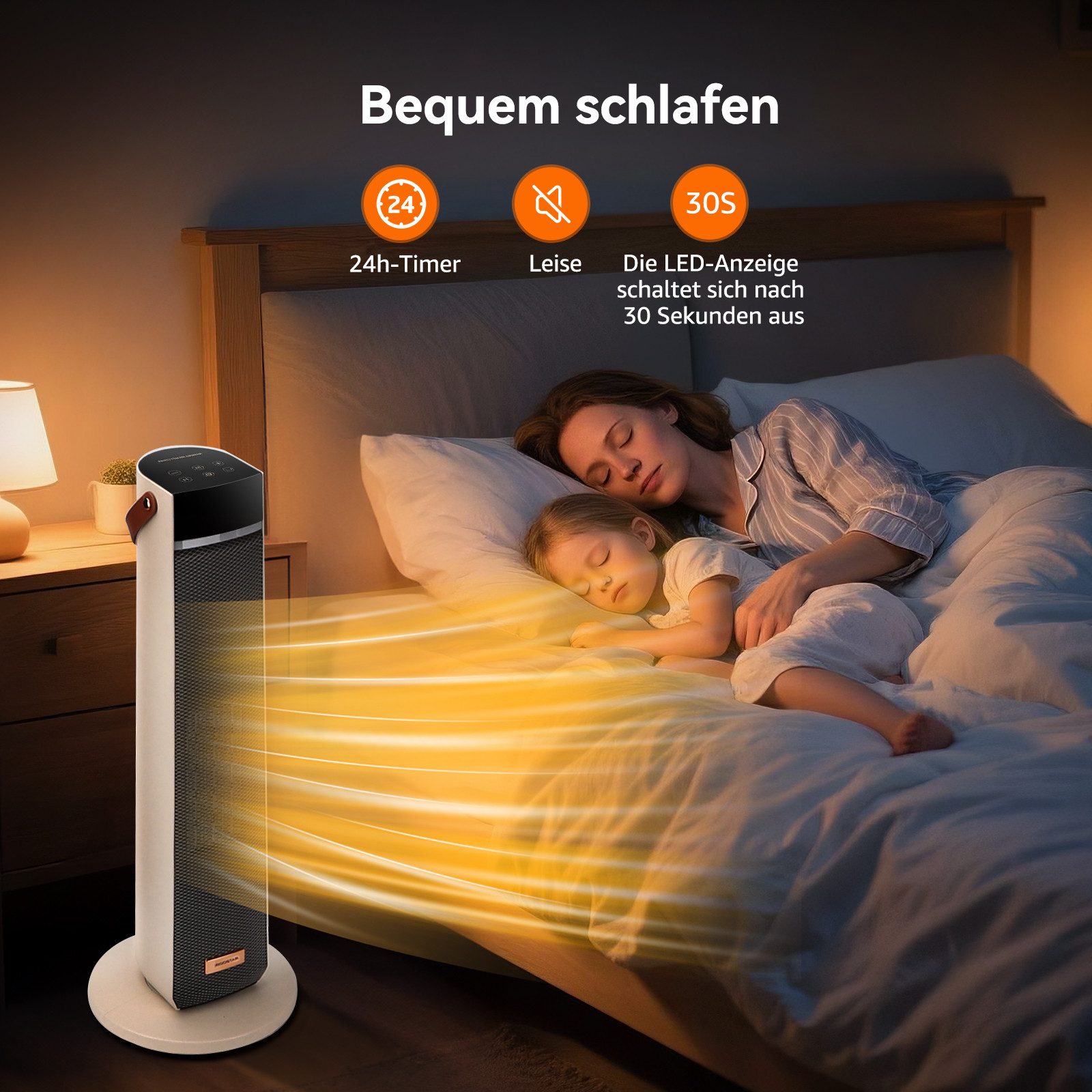 Aigostar Heizlüfter 2000W PTC Keramik Heizlüfter, Energiesparend, Fernbedienung, 24H, Weiß – Bild 5 von 5