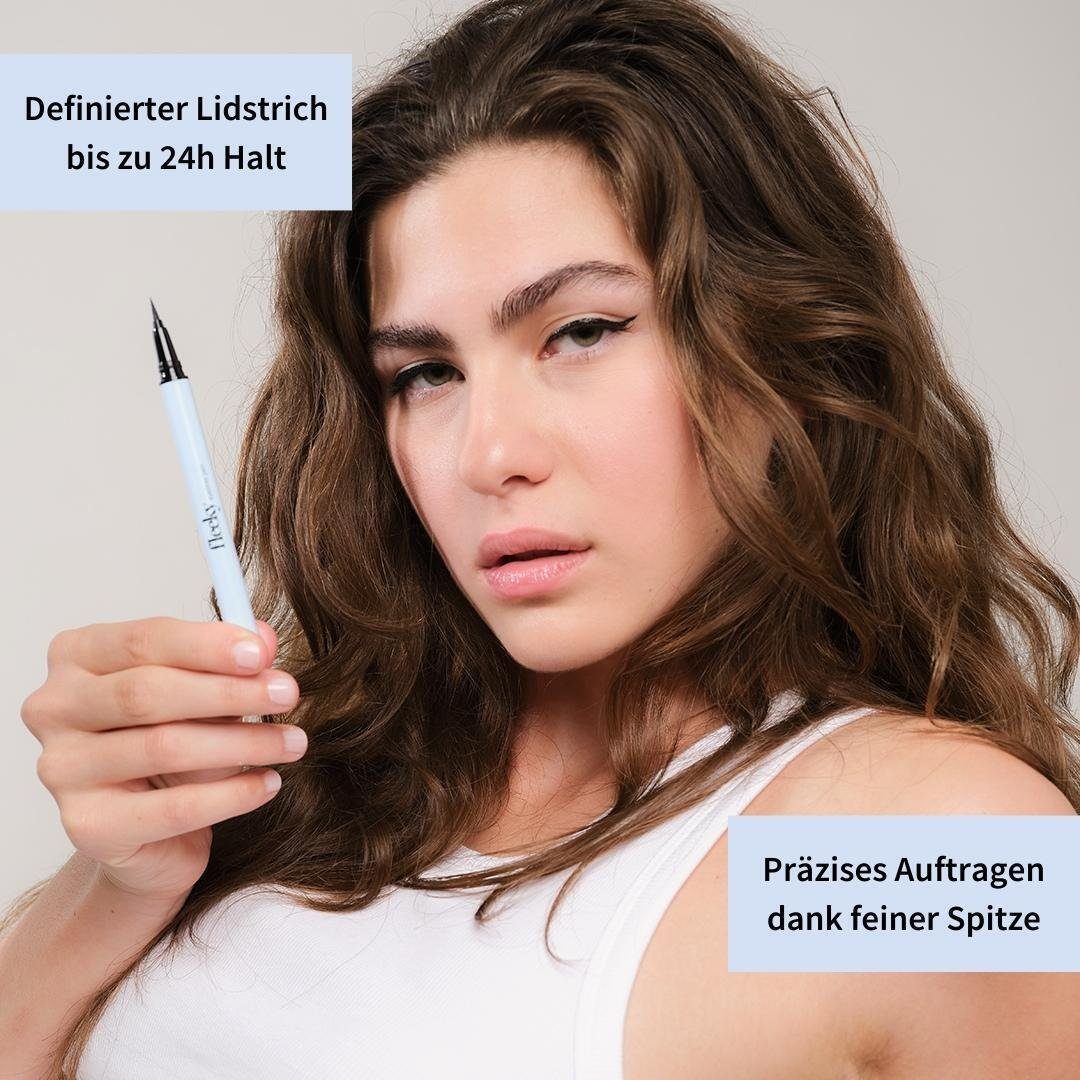 fleeky Lidschatten Eyeliner Pen Wasserfester Make up Liner, Veganer & tierversuchsfreier Eyeliner mit präziser Filzspitze