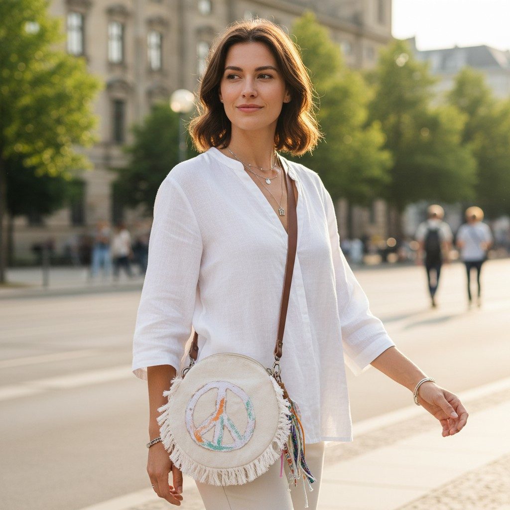 Guru-Shop Schultertasche Boho Schultertasche, Hippie Tasche mit Fransen.. günstig online kaufen