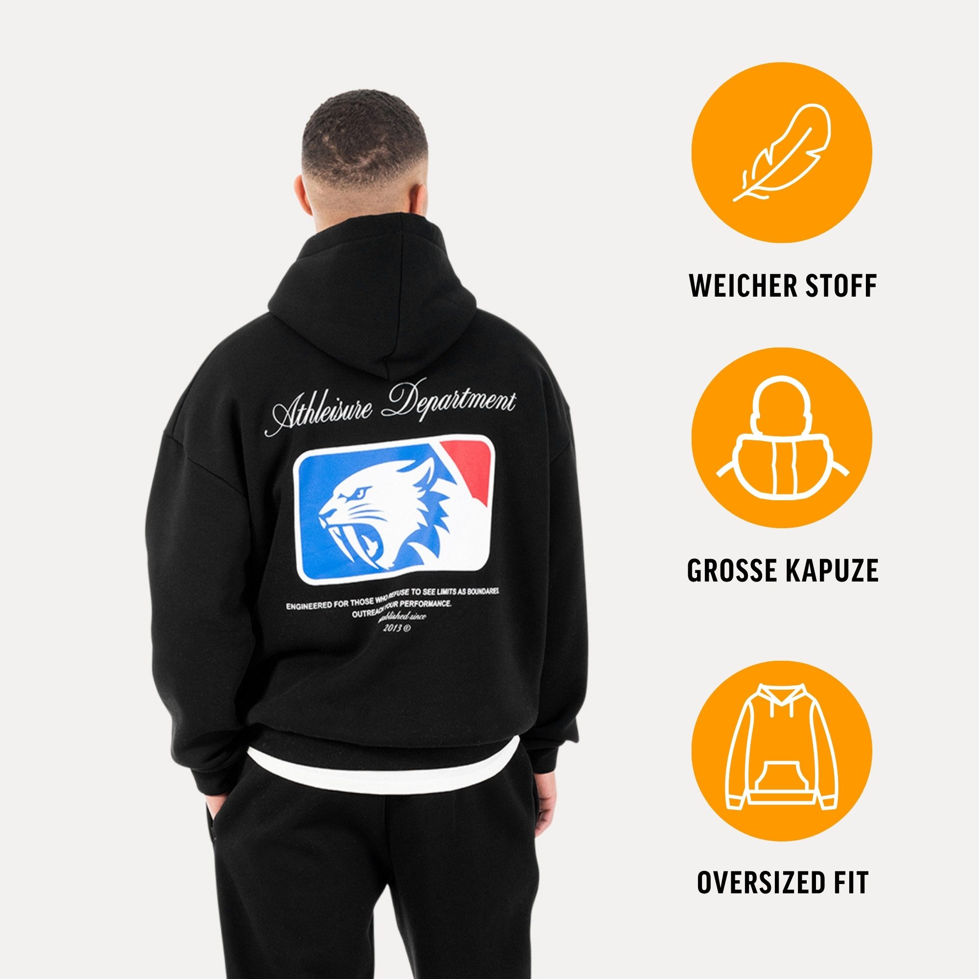 Smilodox Hoodie Striver, Kapuzenpullover Oversized mit Backprint, Känguruta günstig online kaufen