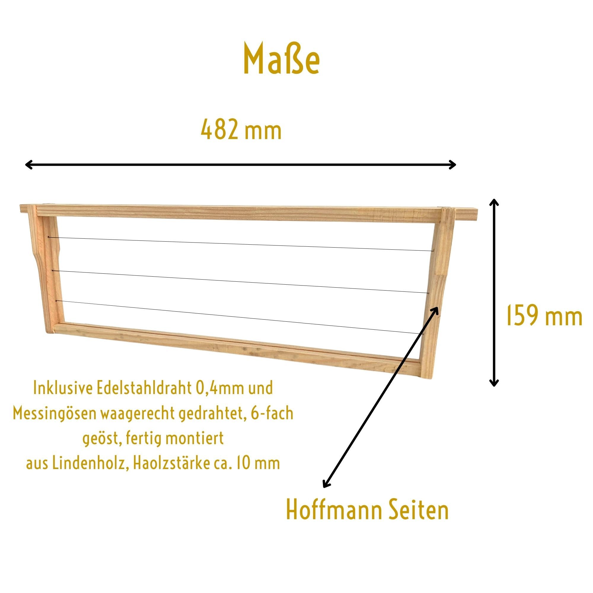 BIENEN SCHMIDT Bienenbeute DADANT Rähmchen US Honig mit Hoffmann Seiten 482 x 159 mm modifiziert, DADANT, 50-tlg.