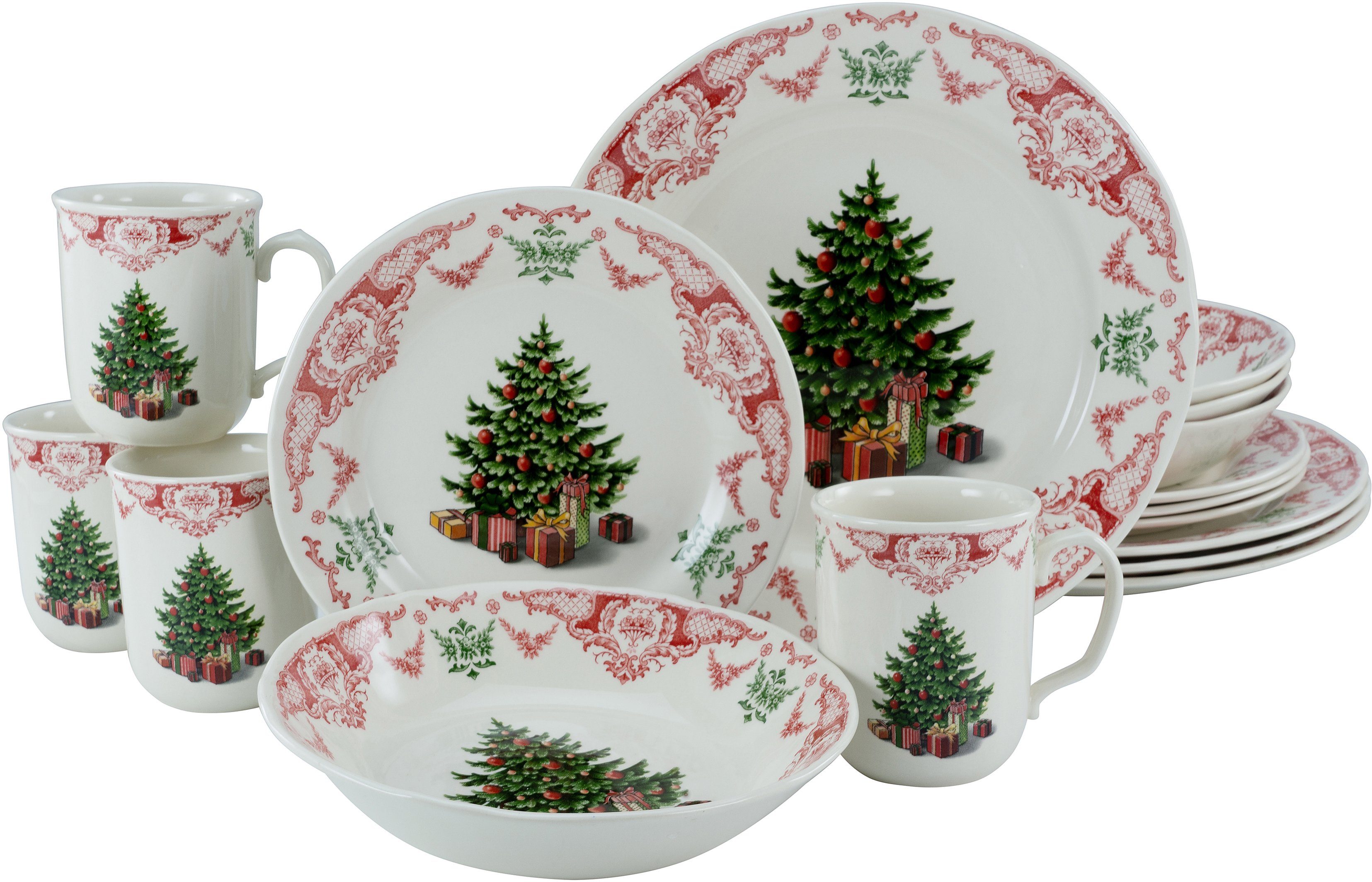 CreaTable Kombiservice »Season Greeting« (16-tlg), Steingut, traditionelles  Weihnachtsmotiv online kaufen | OTTO