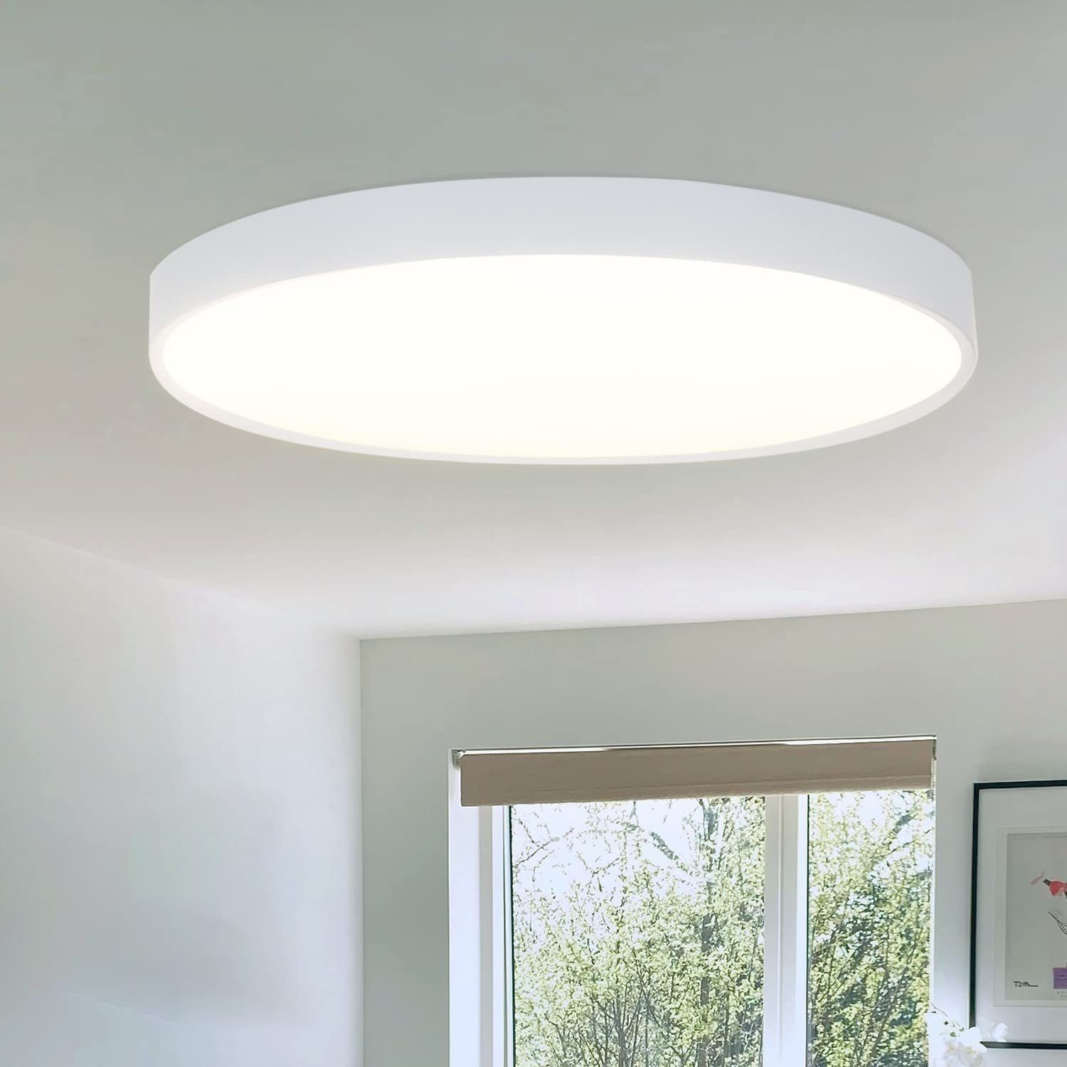 Deckenlampe Schlafzimmer, Wohnzimmer fest LED integriert, Küche ZMH Rund weiß 4000K Flur Deckenleuchte für LED