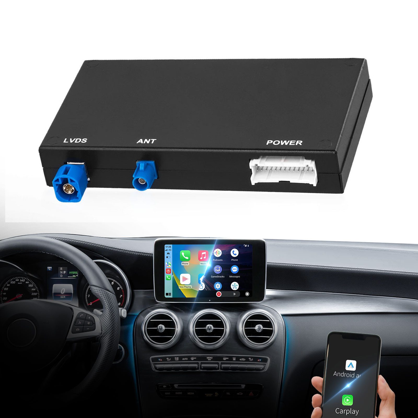 Wireless Carplay Android Auto Decoder für Benz NTG5.0 Klasse W205 GLC Navigationsgerät