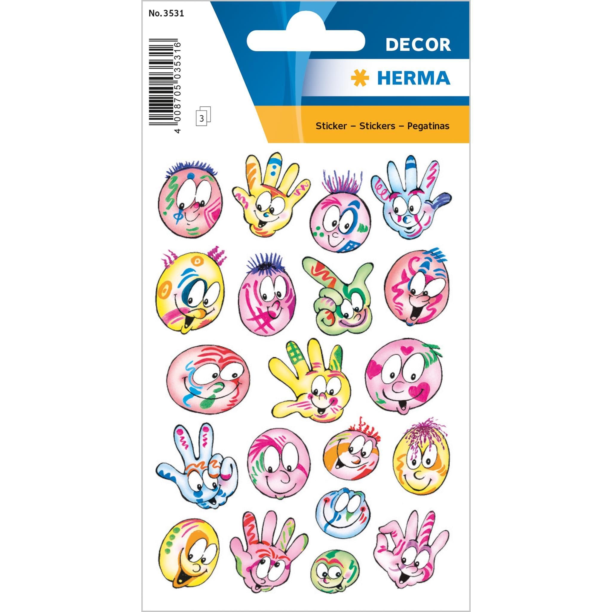 HERMA Sticker Herma Sticker DECOR Bunte Gesichter 3 Bl