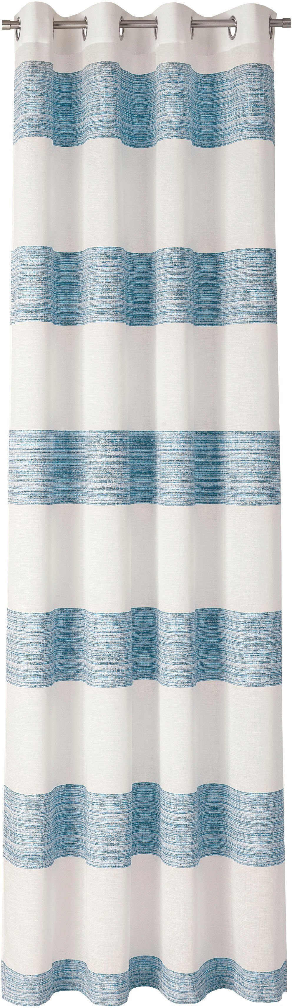 Vorhang Cara, Neutex for you!, Ösen (1 St), halbtransparent, Jacquard, moderner Streifen mit Effektstruktur blau