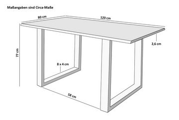 SAM® Baumkantentisch Massivo (1 Tisch und 1 Gestell), Akazienholz, echte Baumkante, Metallgestell U-Form, bis 3m lieferbar