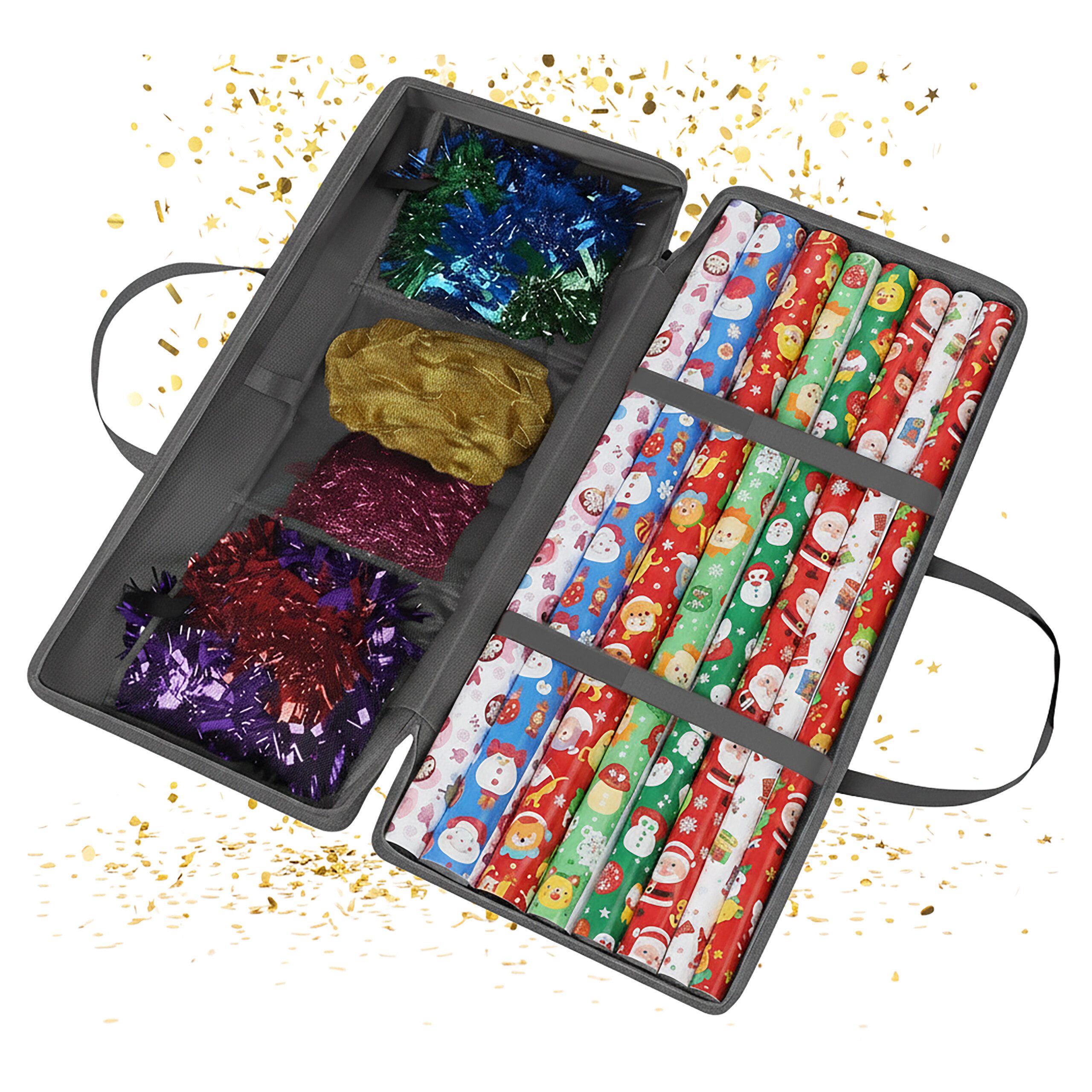 relaxdays Aufbewahrungsbox Geschenkpapier Aufbewahrung, grau