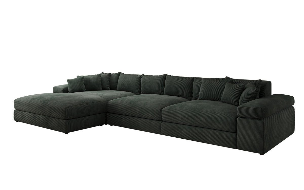 Luxusbetten24 Sofa Designer Sofa Bernardo L Maxi in Cord, mit breiter Ottomane