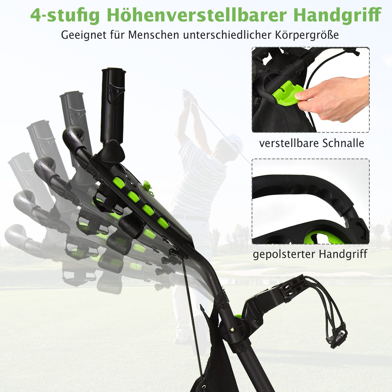 COSTWAY Golftrolley, 4 Rad Golfwagen klappbar aus Aluminum