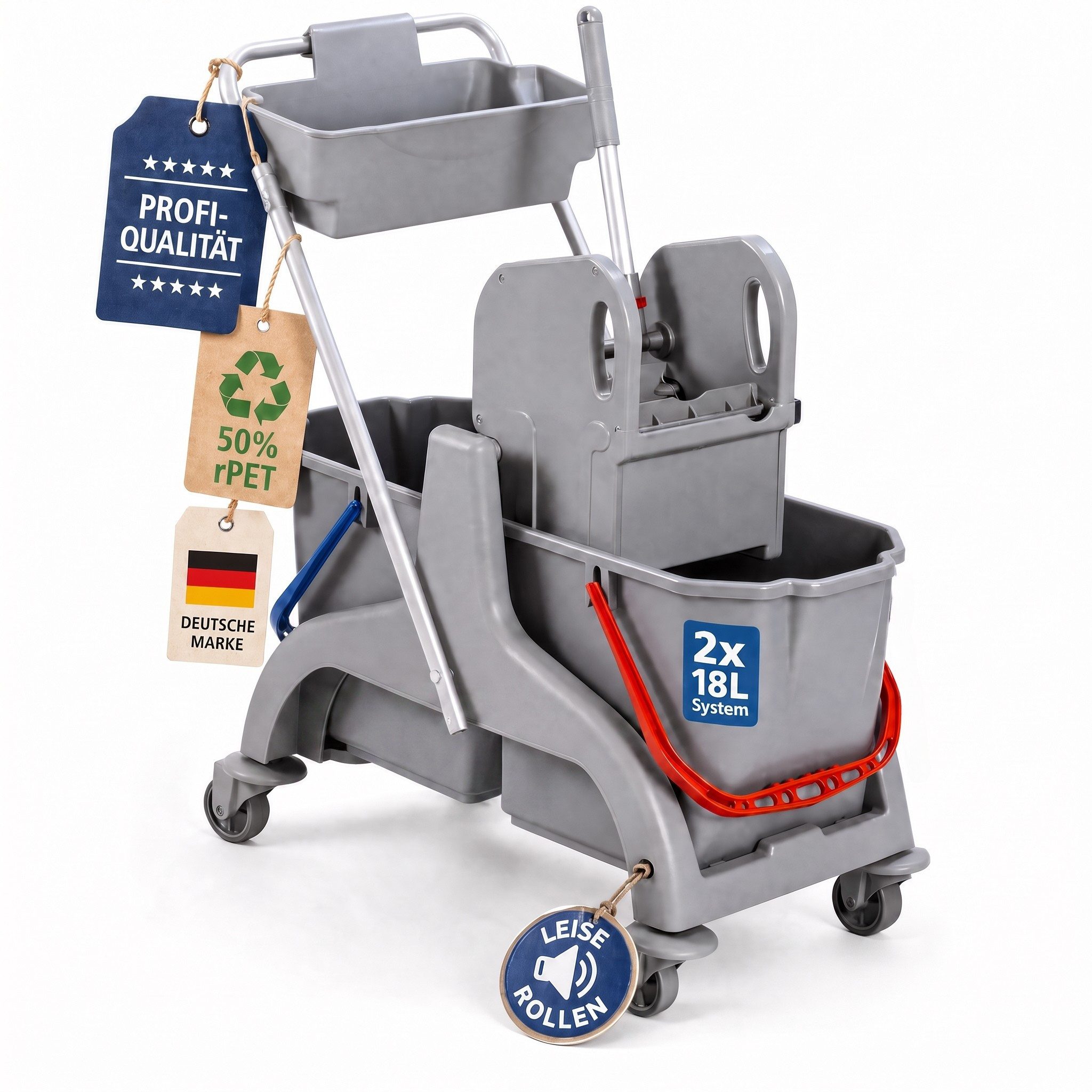 Bellanet Putzwagen bellanet Reinigungswagen mit Mopp-Presse für Gebäudereinigung, leise