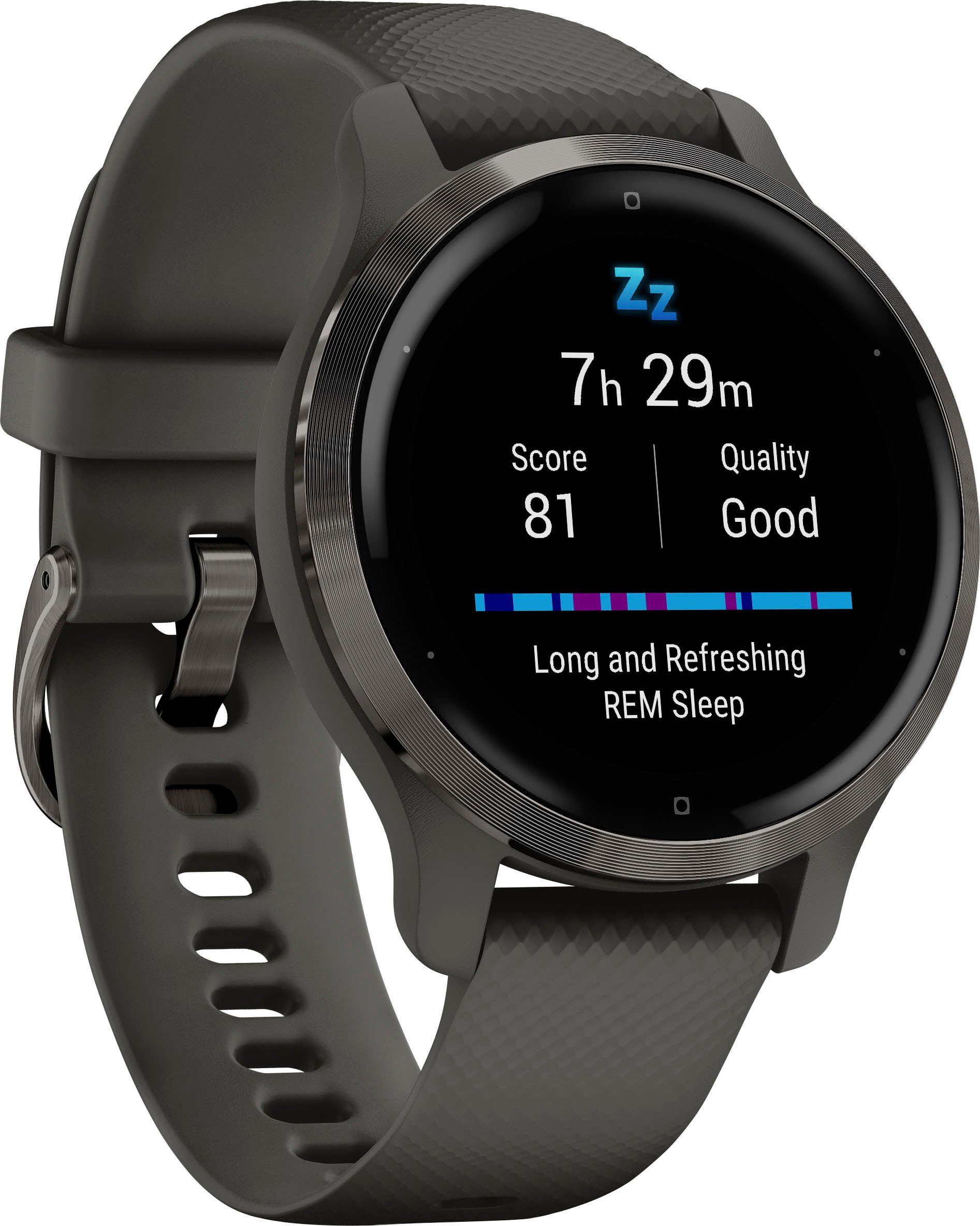 Smartwatch cm/1,1 25 (2,8 Garmin 2S | dunkelgrau Venu Zoll), vorinstallierten Sport-Apps dunkelgrau