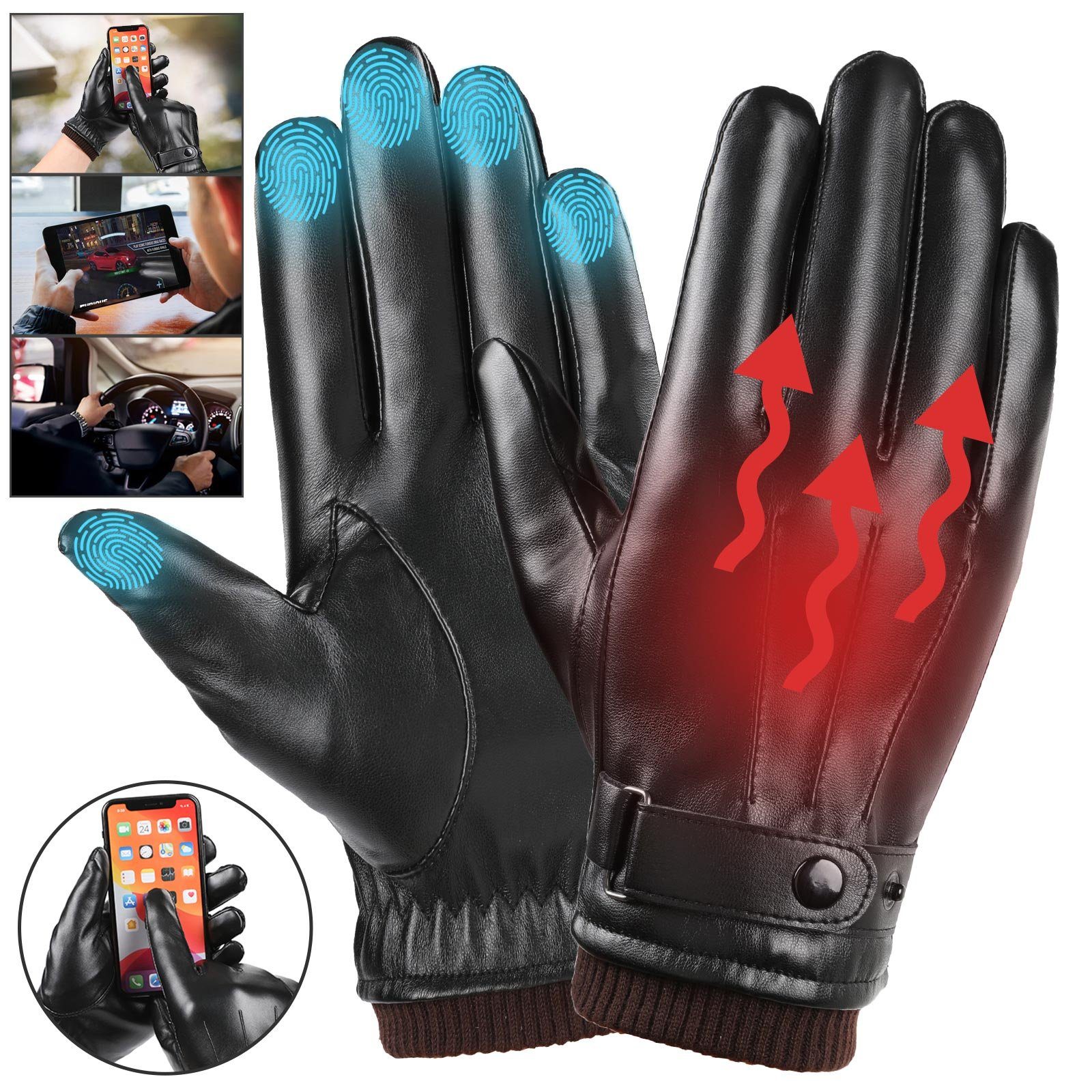 BTTO Lederhandschuhe Herren Touchscreen Texting Lederhandschuhe Winter Warm günstig online kaufen